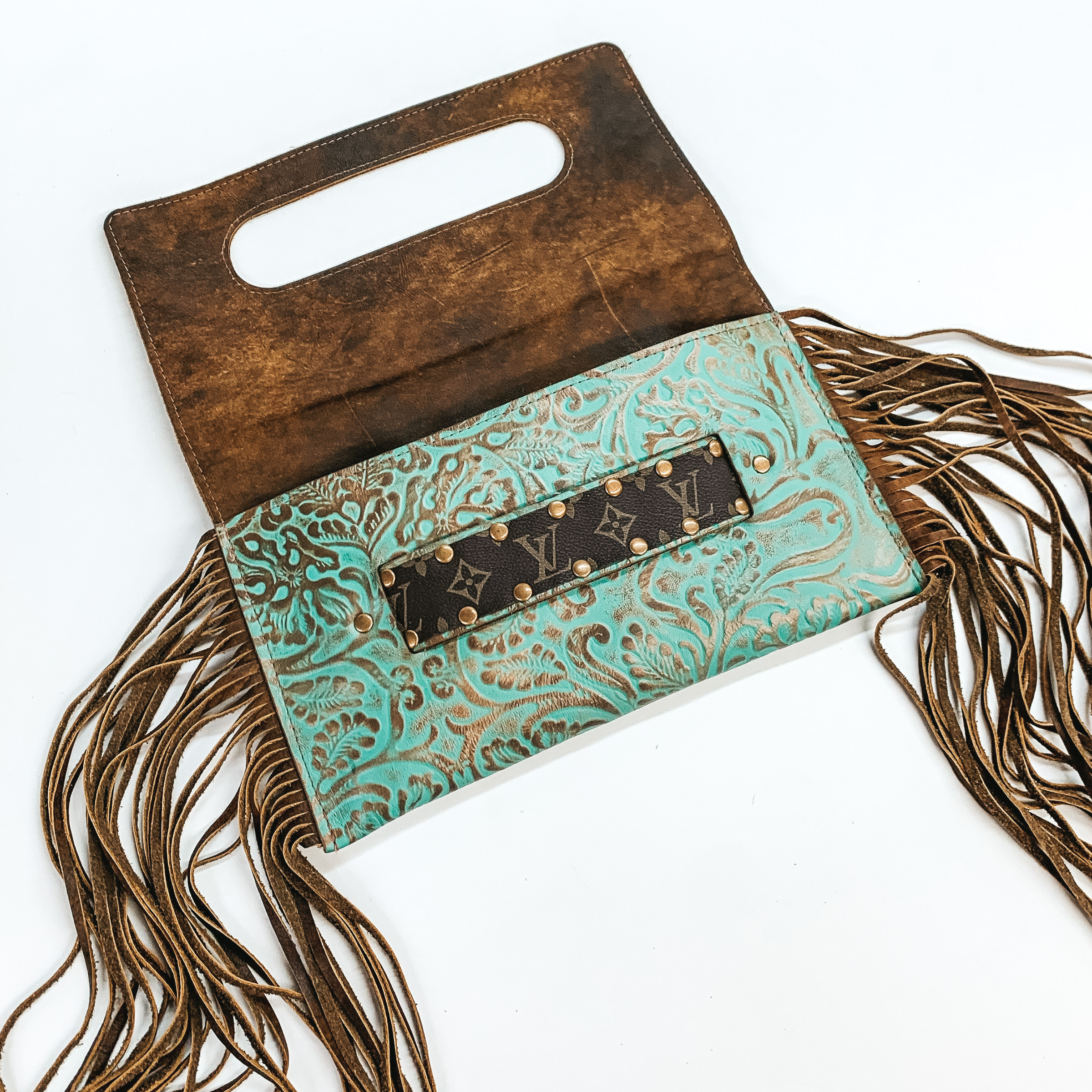Keep It Gypsy | Sloan Turquoise Clutch with Genuine Leather Fringe - Giddy Up Glamour Boutique