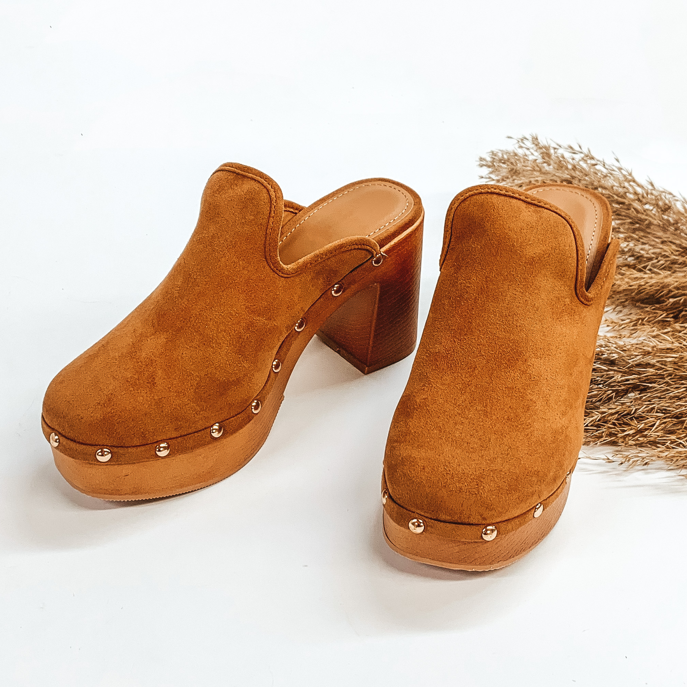 Groovy State of Mind Heeled Mules in Camel