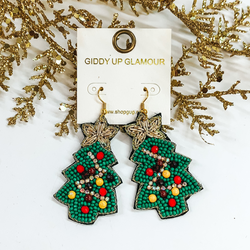 Seed Bead Christmas Tree Earrings