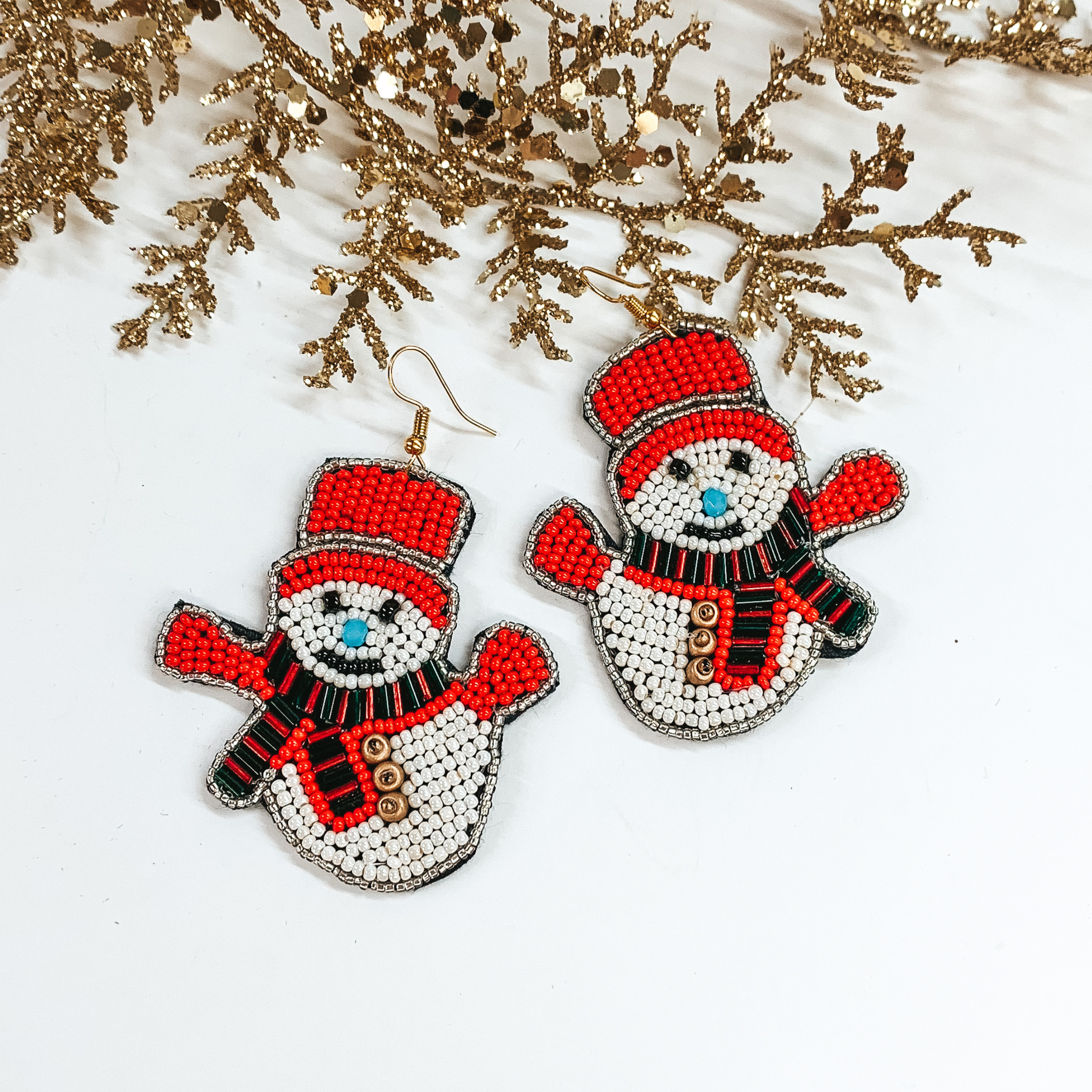 Beaded Snowman Earrings - Giddy Up Glamour Boutique