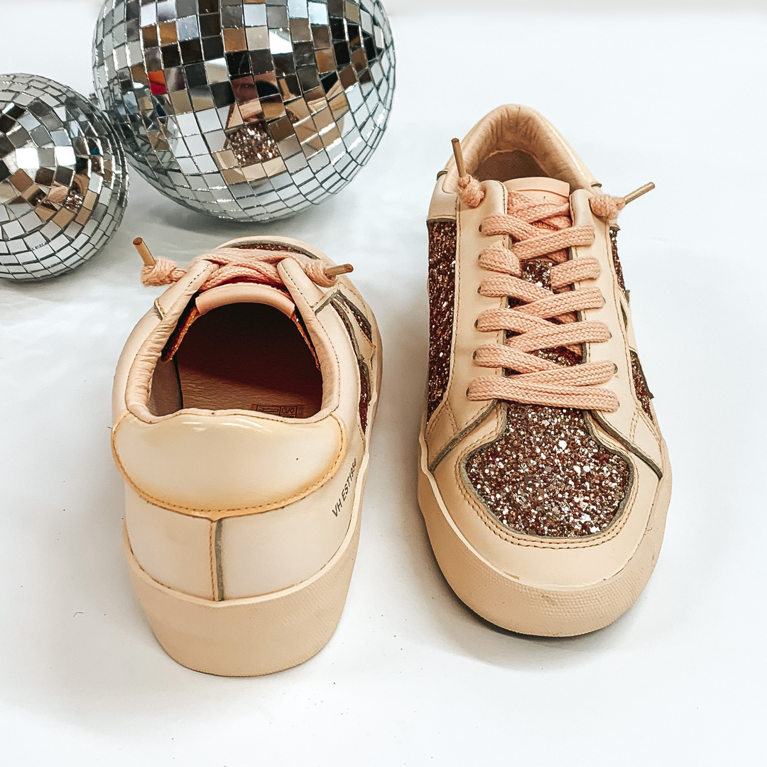 Vintage Havana | Alexis Dip Dye Glitter Sneakers in Beige - Giddy Up Glamour Boutique