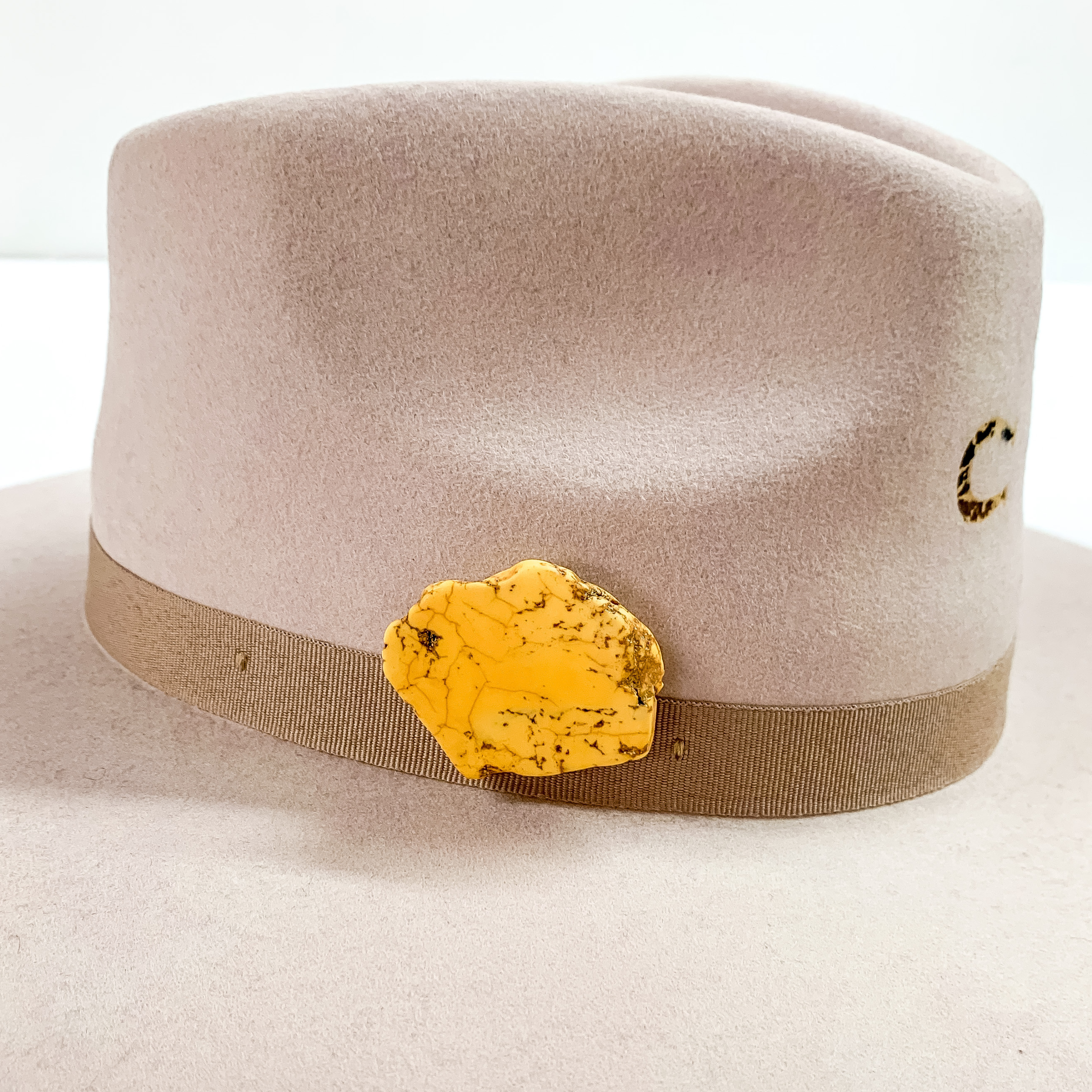 Faux Stone Slab Hat Pin in Yellow - Giddy Up Glamour Boutique