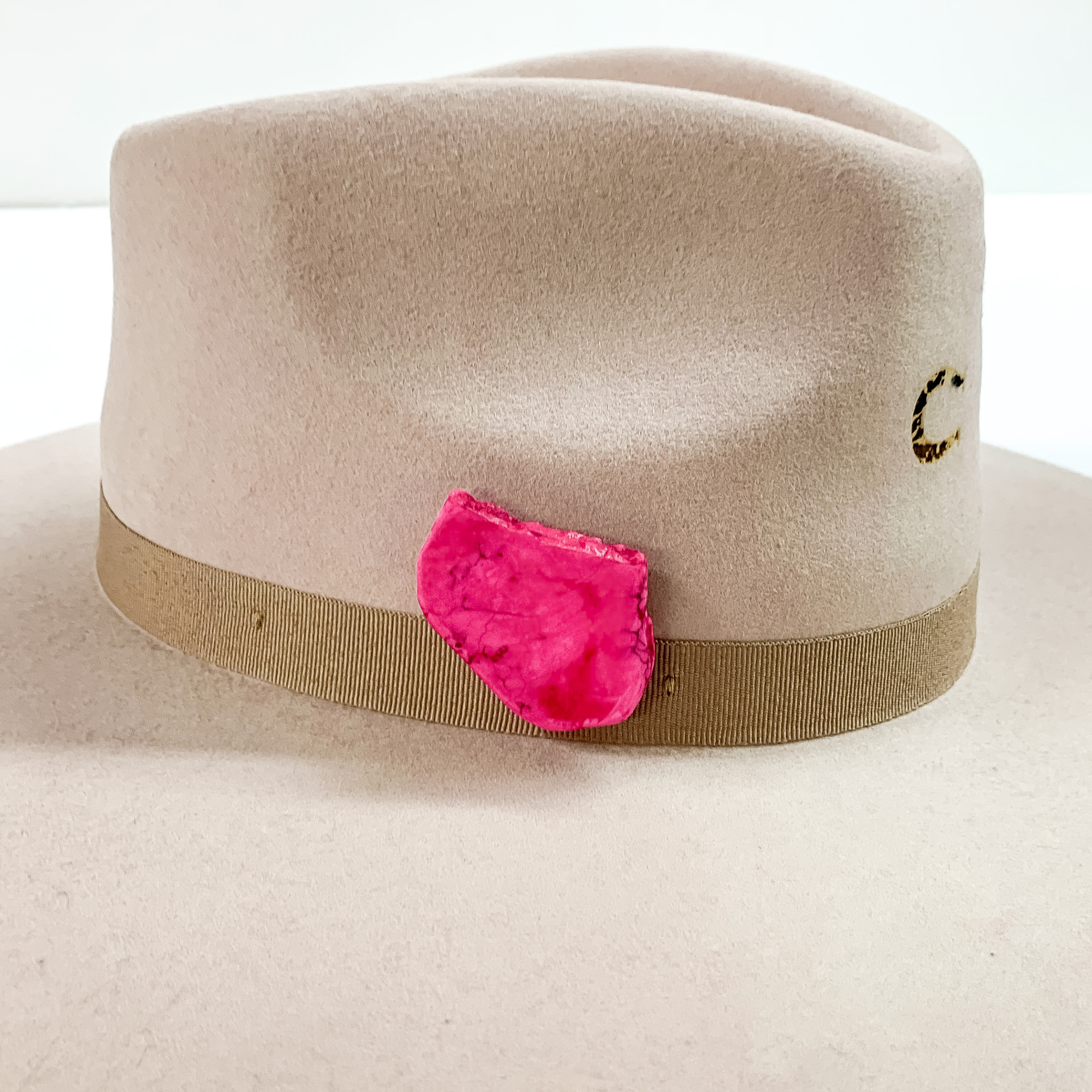 Faux Stone Slab Hat Pin in Pink - Giddy Up Glamour Boutique