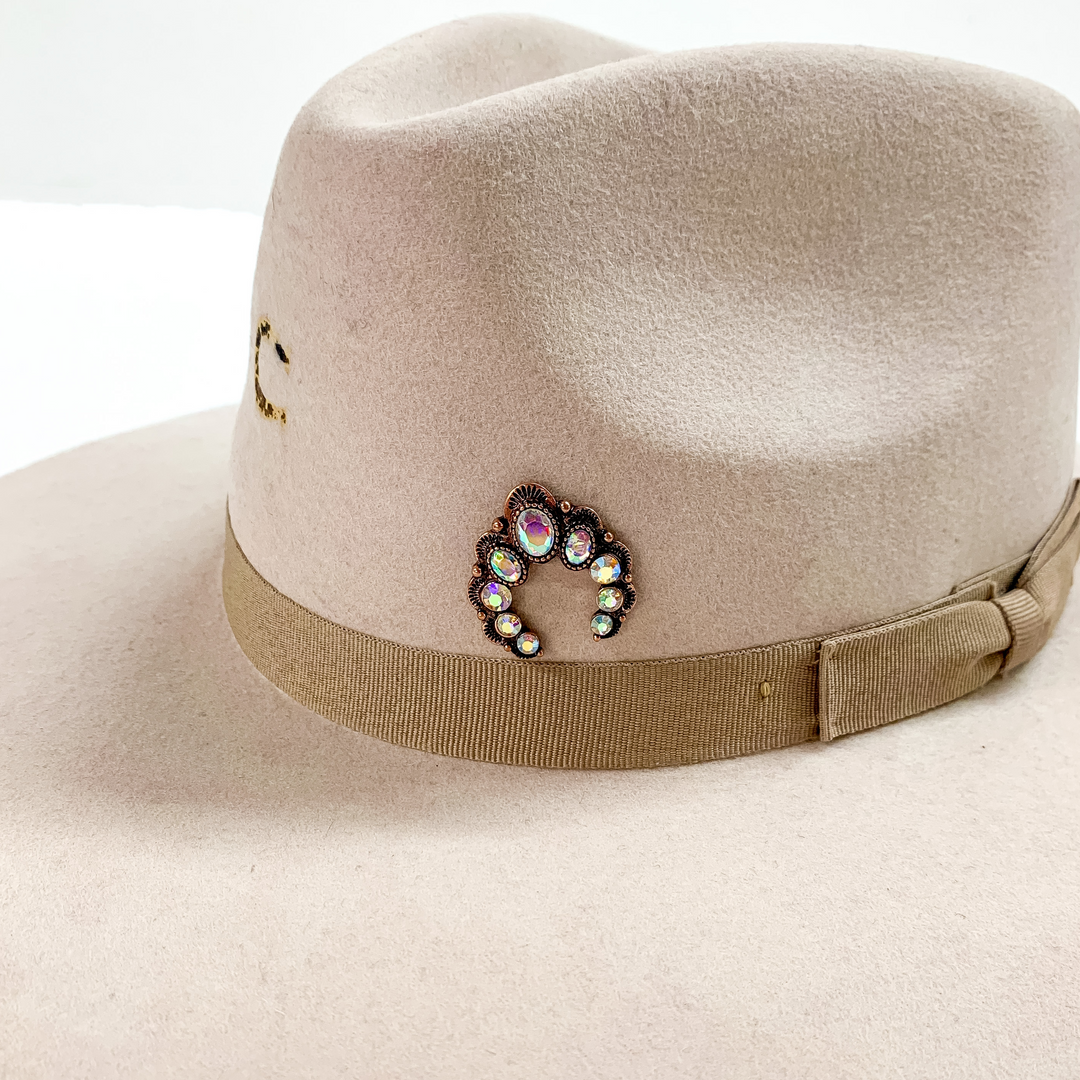 Naja Hat Pin with AB Crystals in Copper Tone - Giddy Up Glamour Boutique