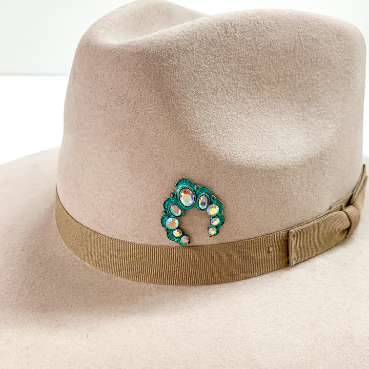 Naja Hat Pin with AB Crystals in Patina Tone - Giddy Up Glamour Boutique