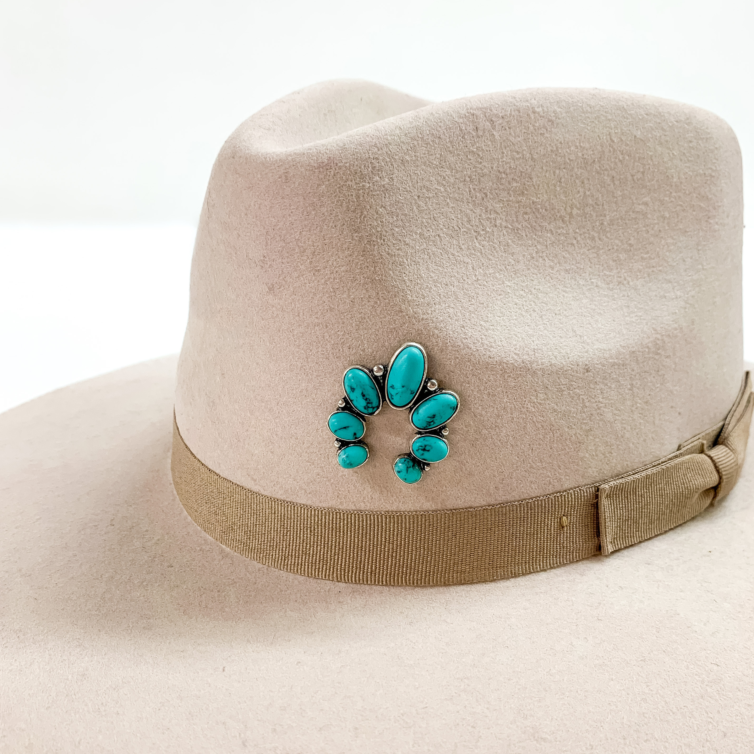 Naja Hat Pin with Turquoise Stones in Silver Tone - Giddy Up Glamour Boutique