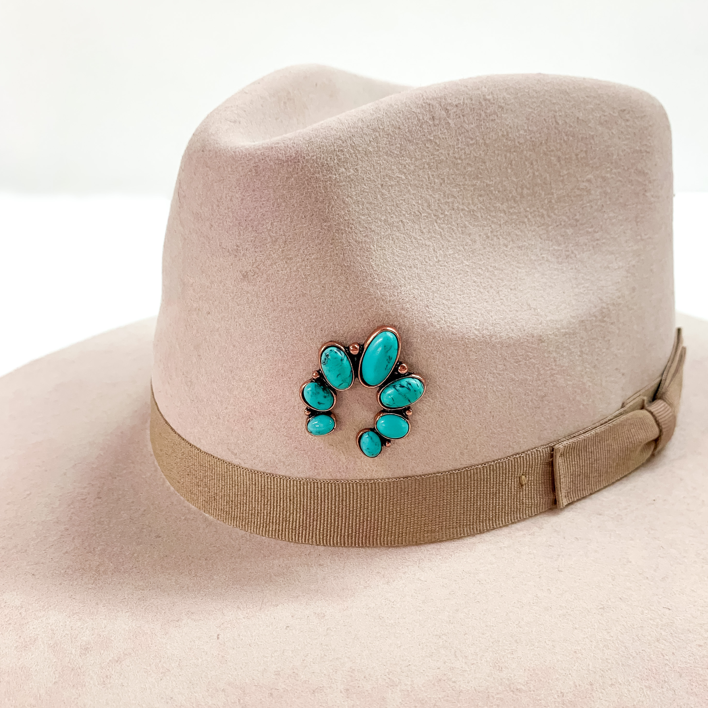 Naja Hat Pin with Turquoise Stones in Copper Tone - Giddy Up Glamour Boutique