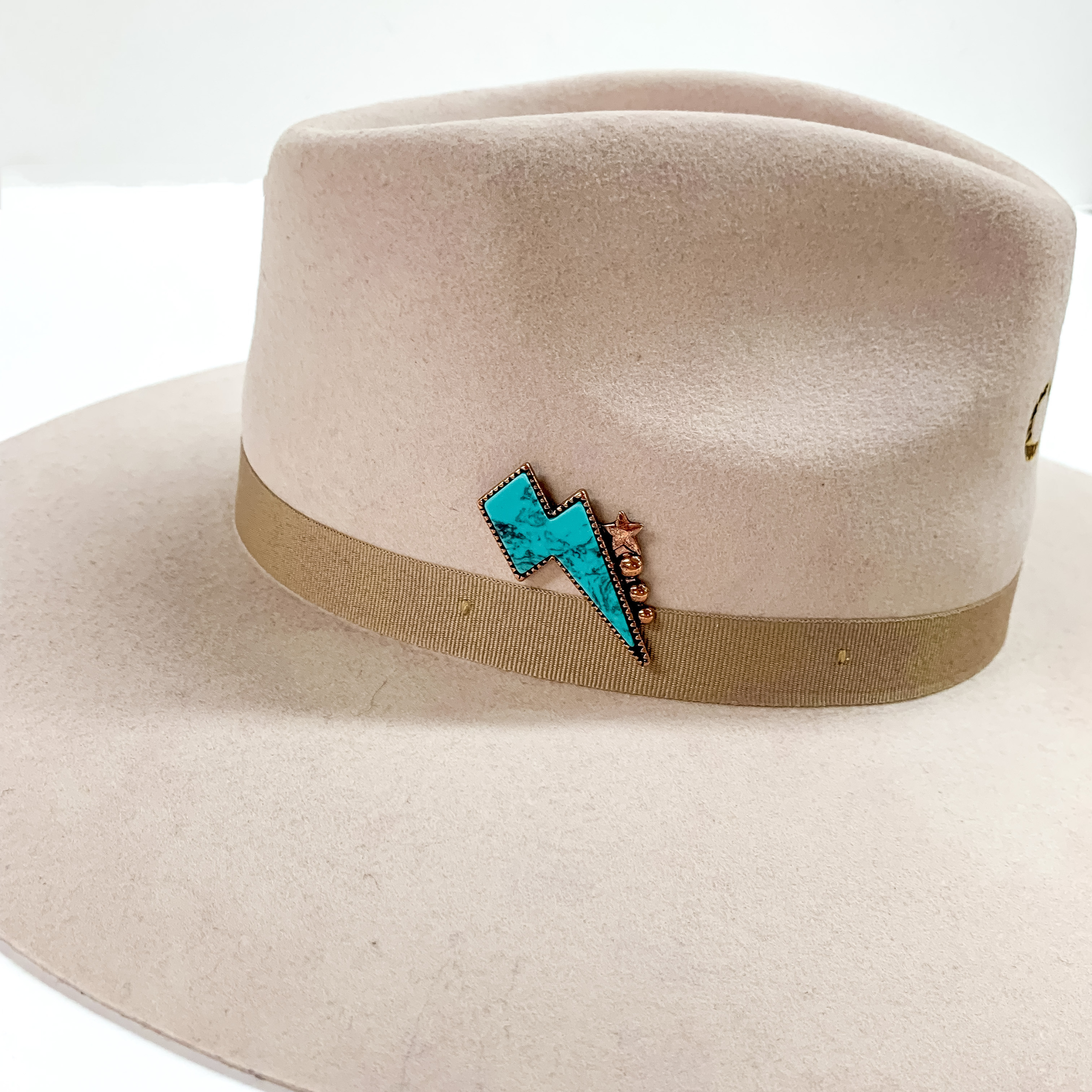 Turquoise Lightning Bolt Hat Pin in Copper Tone - Giddy Up Glamour Boutique