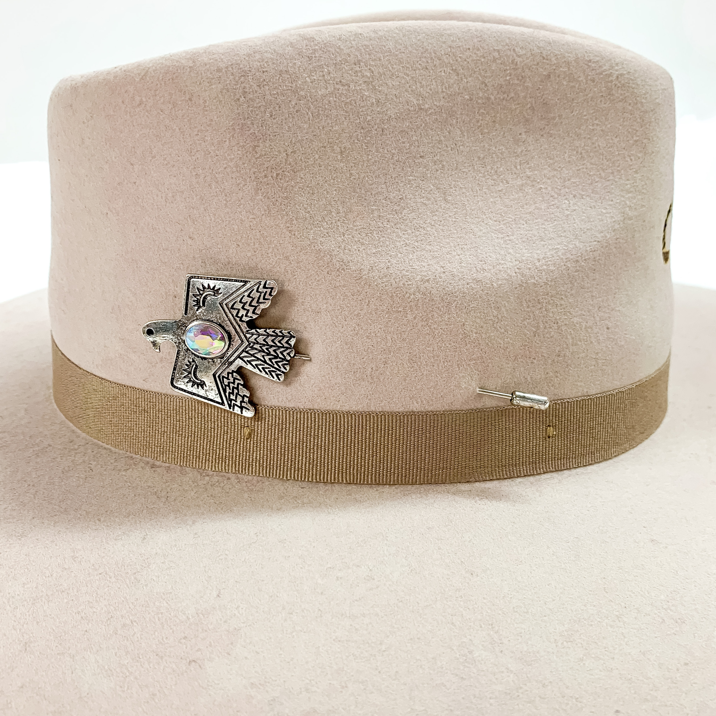 Silver Tone Thunderbird Hat Pin with an AB Crystal - Giddy Up Glamour Boutique