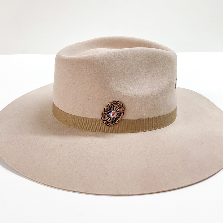 Copper Tone Oval Concho Hat Pin with Center AB Crystal - Giddy Up Glamour Boutique