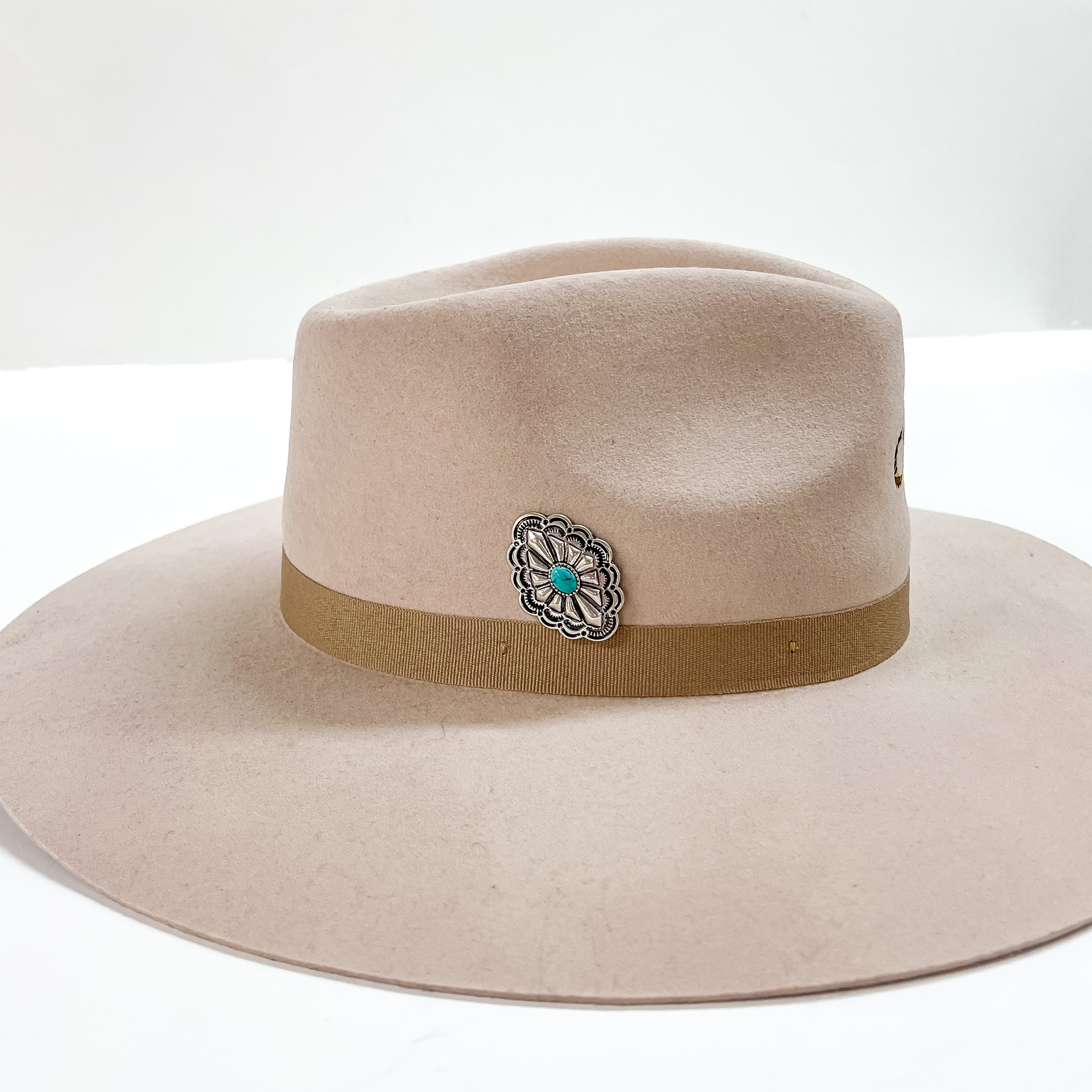 Silver Tone Diamond Concho Hat Pin with Center Turquoise - Giddy Up Glamour Boutique