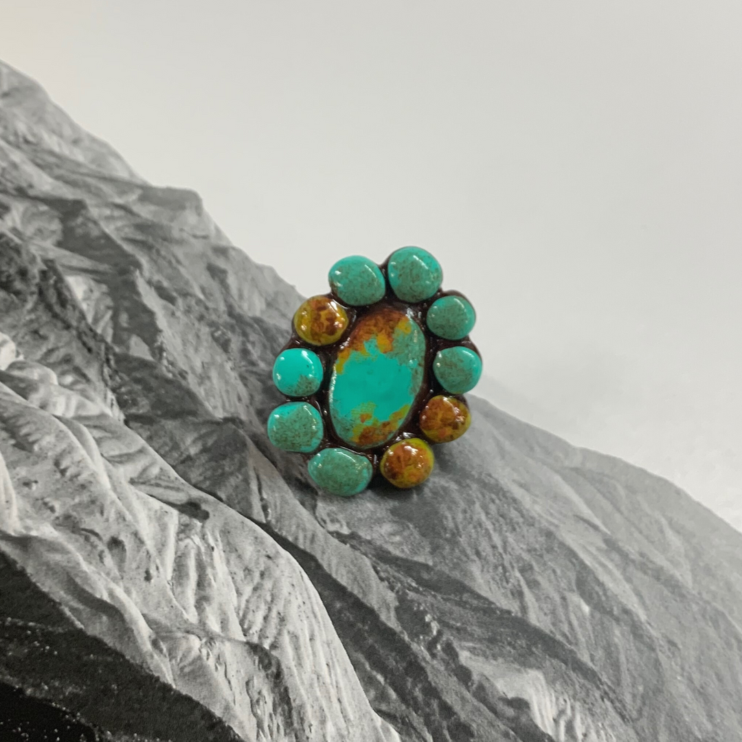 Mini Waxahachie Clay Adjustable Ring in Turquoise - Giddy Up Glamour Boutique