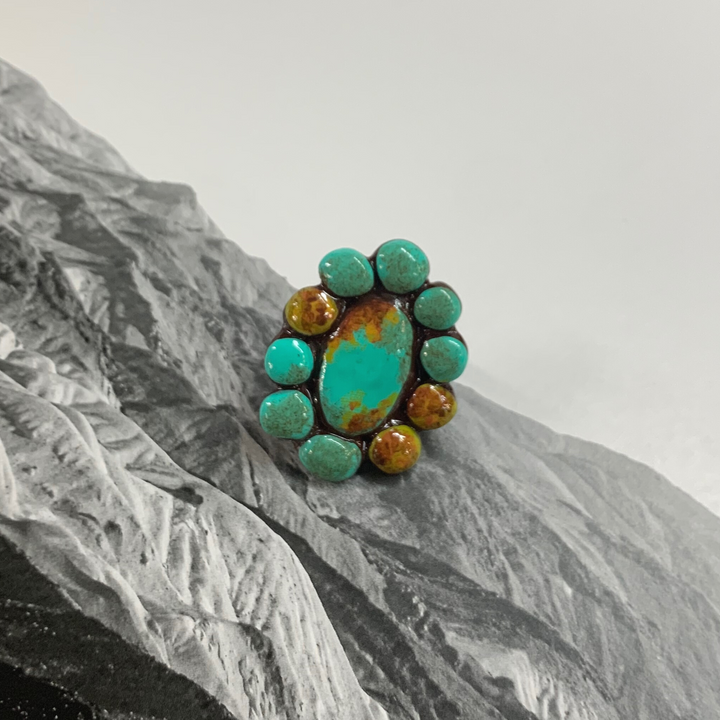 Mini Waxahachie Clay Adjustable Ring in Turquoise - Giddy Up Glamour Boutique