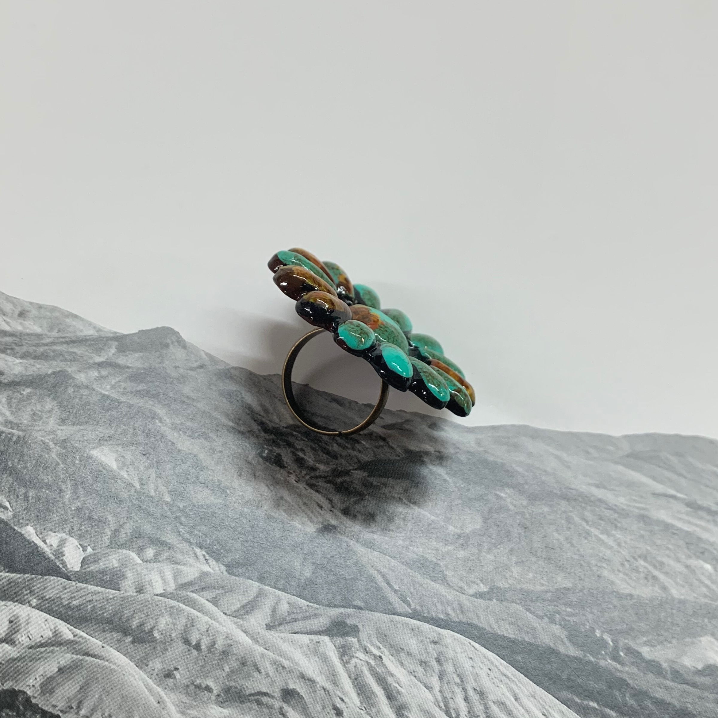 Jericho Clay Adjustable Ring in Turquoise - Giddy Up Glamour Boutique