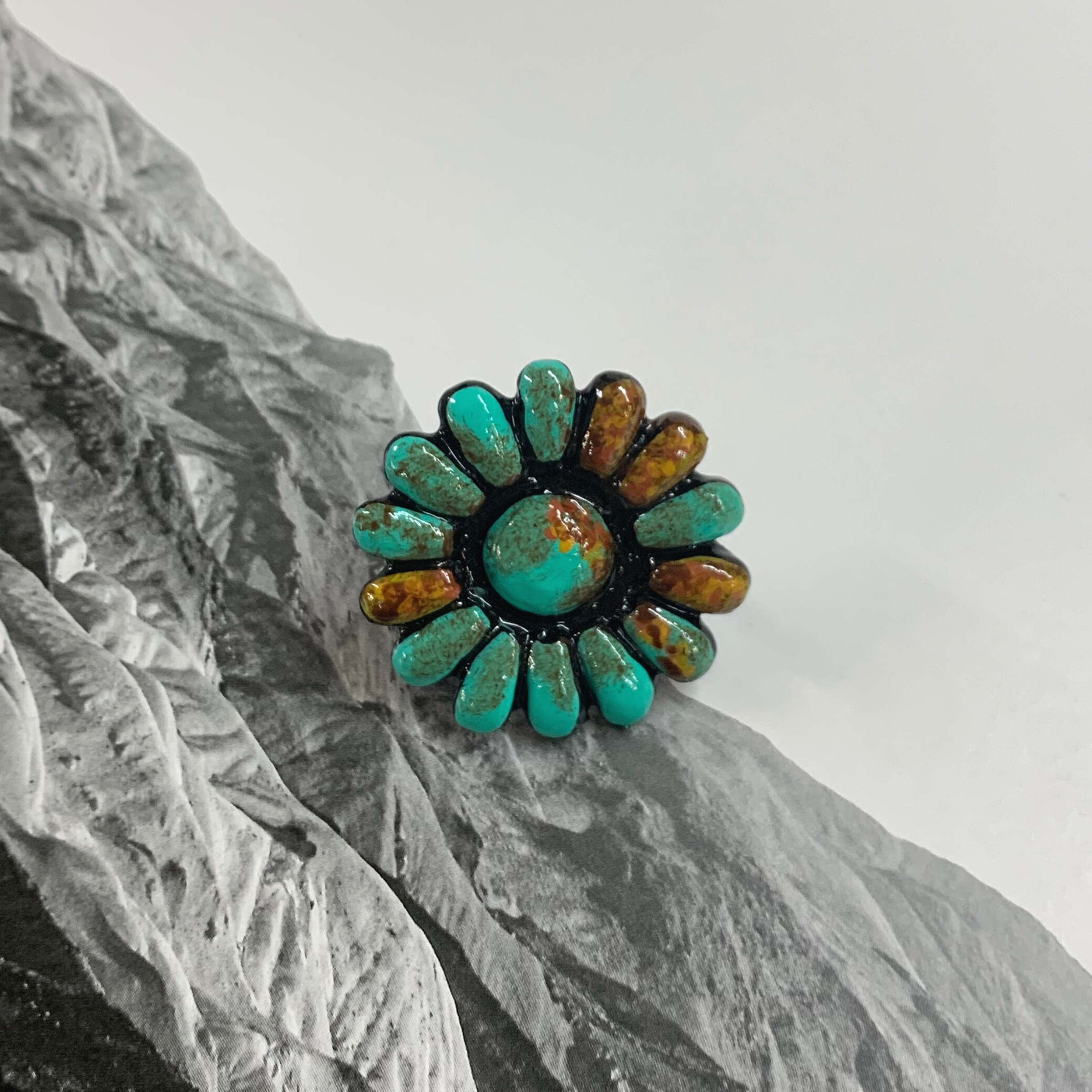 Jericho Clay Adjustable Ring in Turquoise - Giddy Up Glamour Boutique