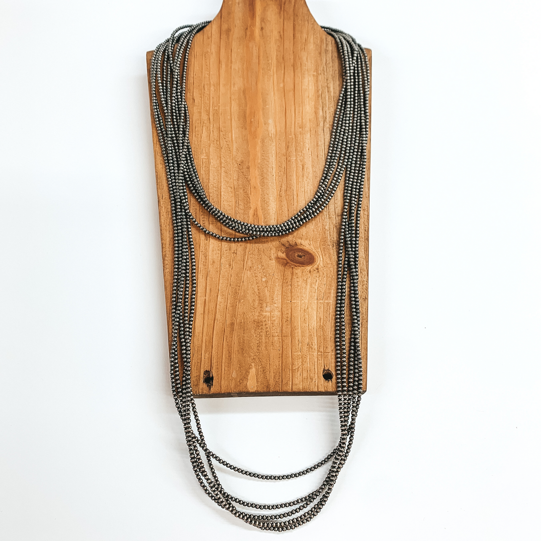 Navajo | Navajo Handmade Sterling Silver 3mm Navajo Pearl Five Strand Necklace | 60 inches - Giddy Up Glamour Boutique