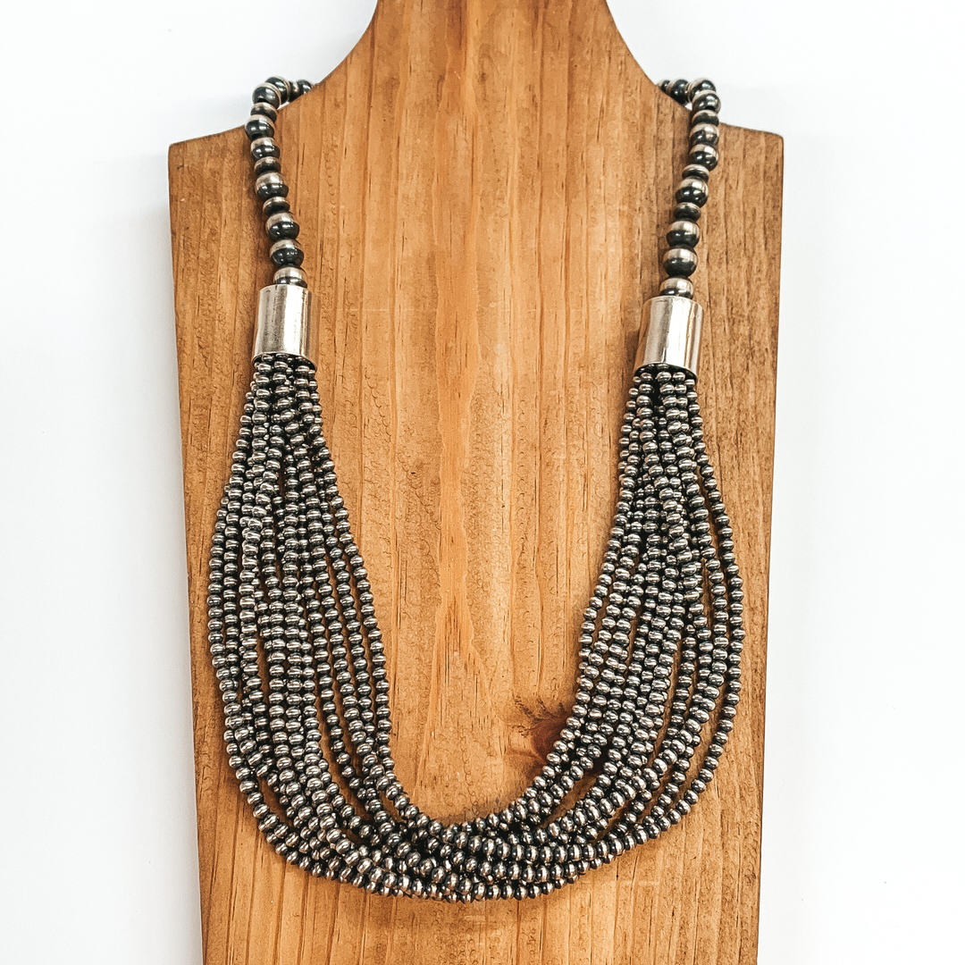 Navajo | Navajo Handmade Sterling Silver 4mm Multi Strands on a Graduated Navajo Pearl Necklace - Giddy Up Glamour Boutique