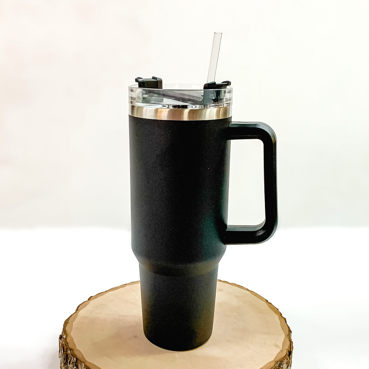 40oz Black Ripple Tumbler with Handle