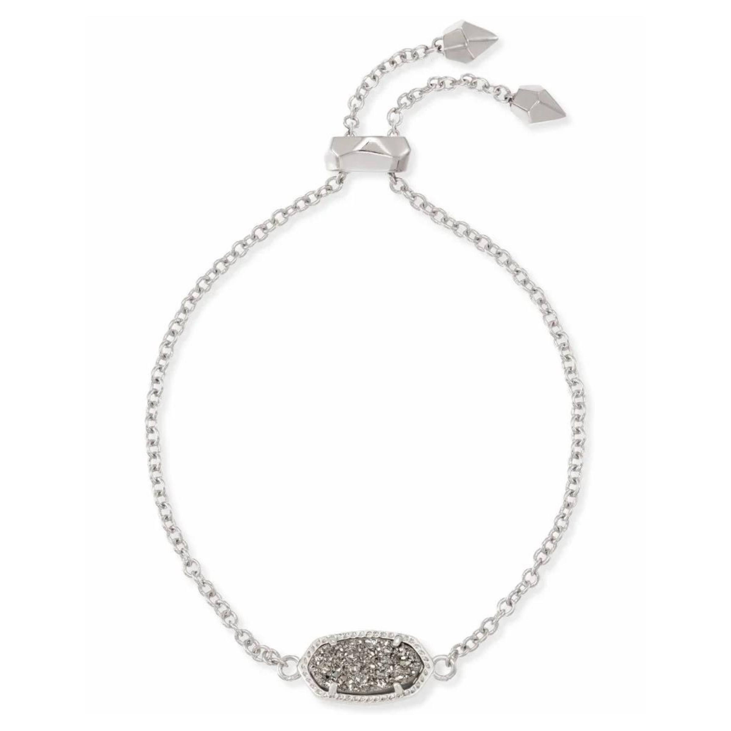 Kendra Scott | Elaina Silver Adjustable Chain Bracelet in Platinum Drusy - Giddy Up Glamour Boutique