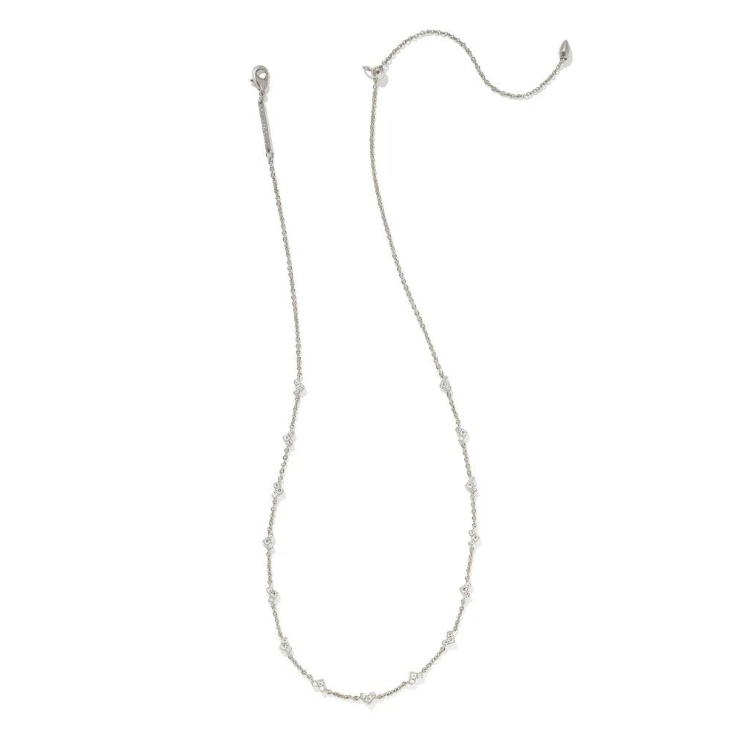 Kendra Scott | Haven Silver Crystal Heart Strand Necklace in White Crystal - Giddy Up Glamour Boutique