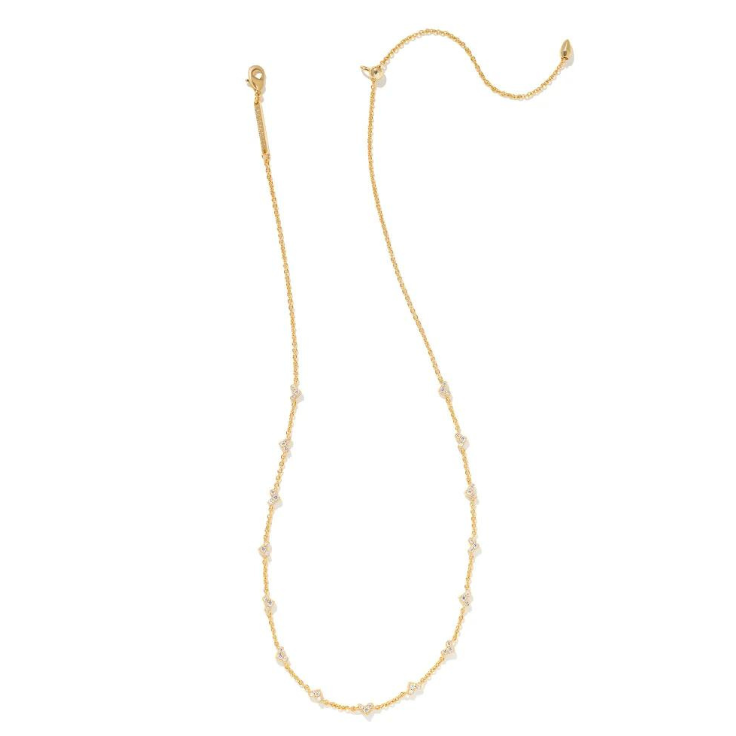 Kendra Scott | Haven Gold Crystal Heart Strand Necklace in White Crystal - Giddy Up Glamour Boutique