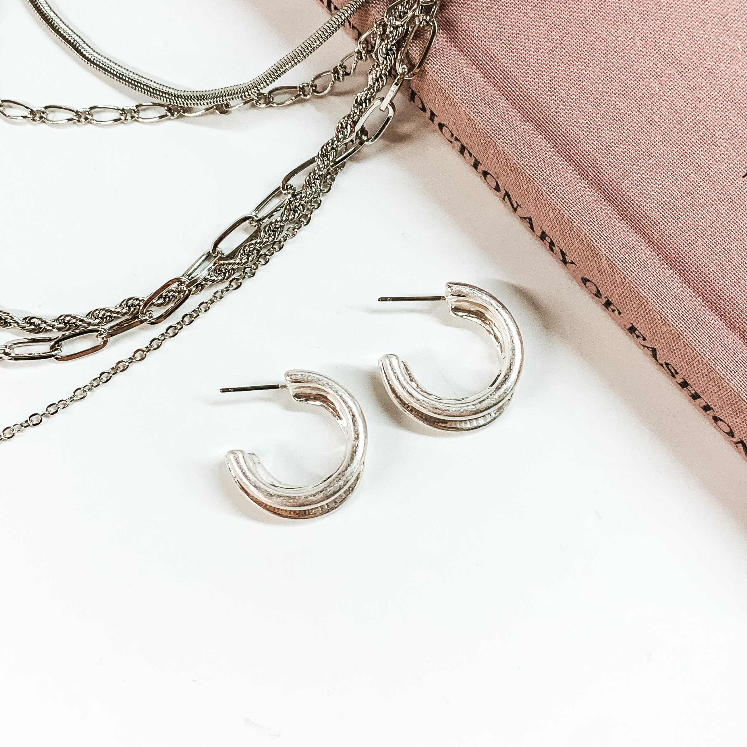 Layered Hoop Earrings in Silver Tone - Giddy Up Glamour Boutique