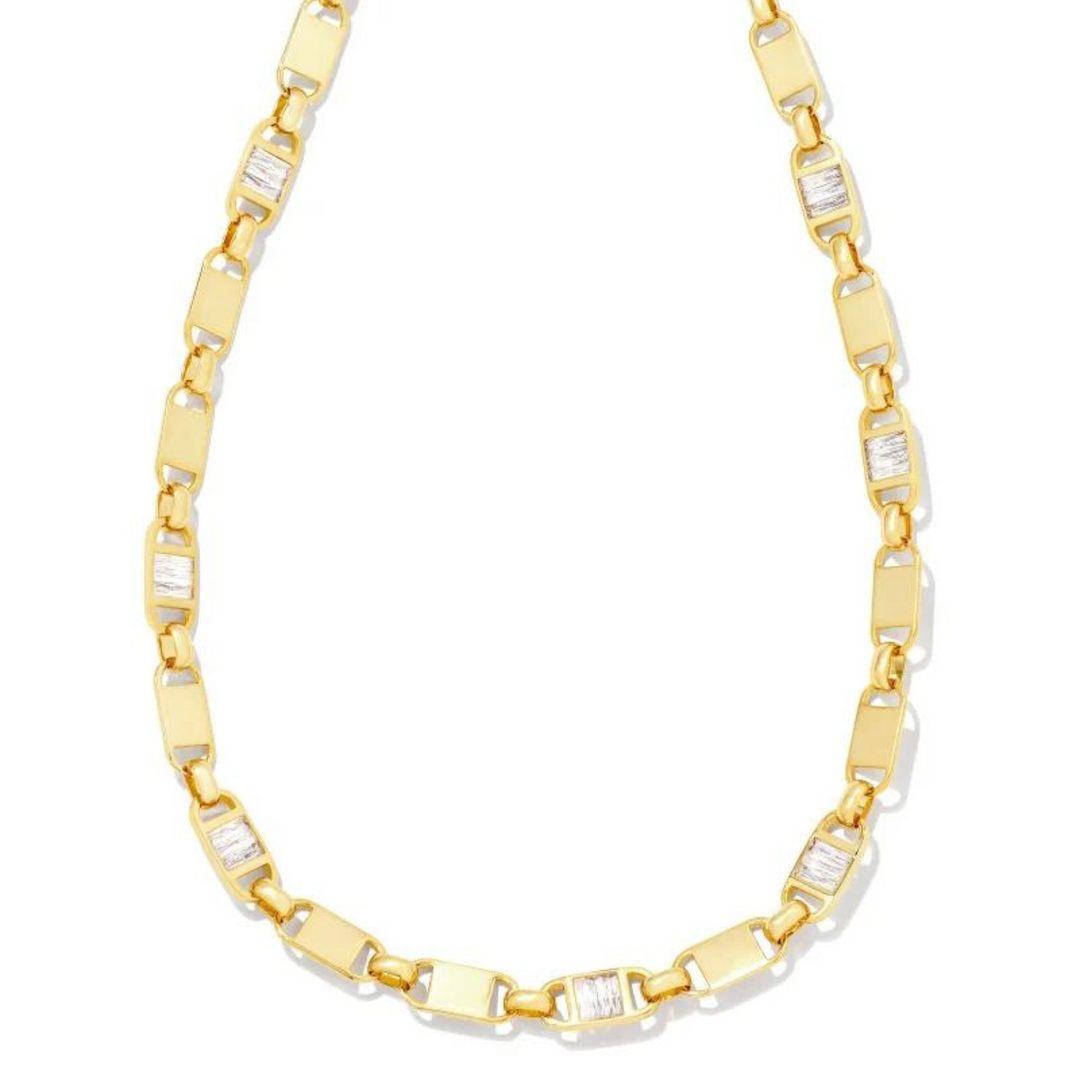 Kendra Scott | Jessie Gold Chain Necklace in White Crystal - Giddy Up Glamour Boutique