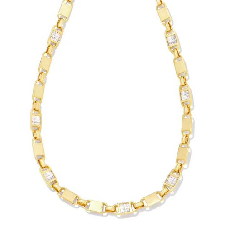 Kendra Scott | Jessie Gold Chain Necklace in White Crystal - Giddy Up Glamour Boutique