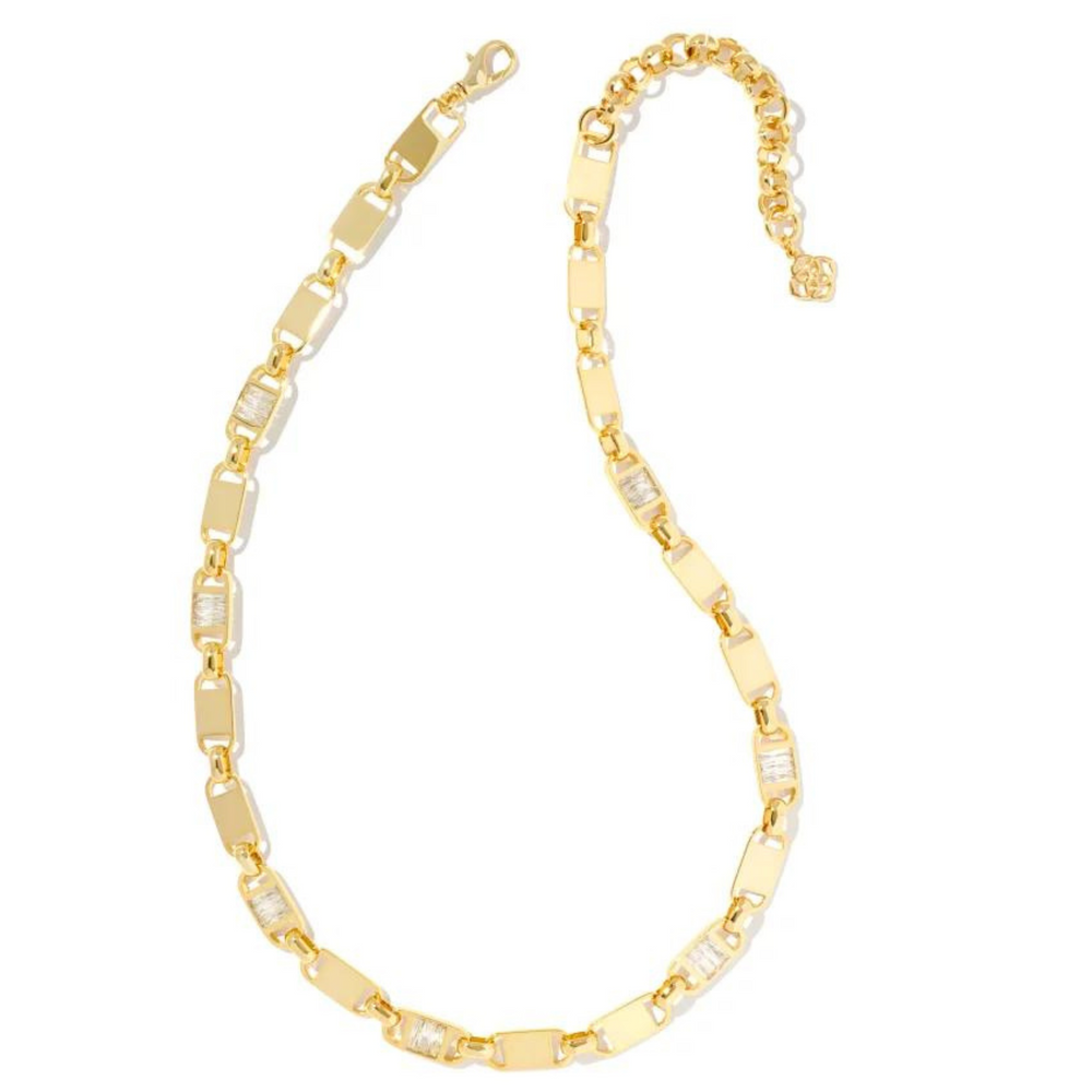 Kendra Scott | Jessie Gold Chain Necklace in White Crystal - Giddy Up Glamour Boutique