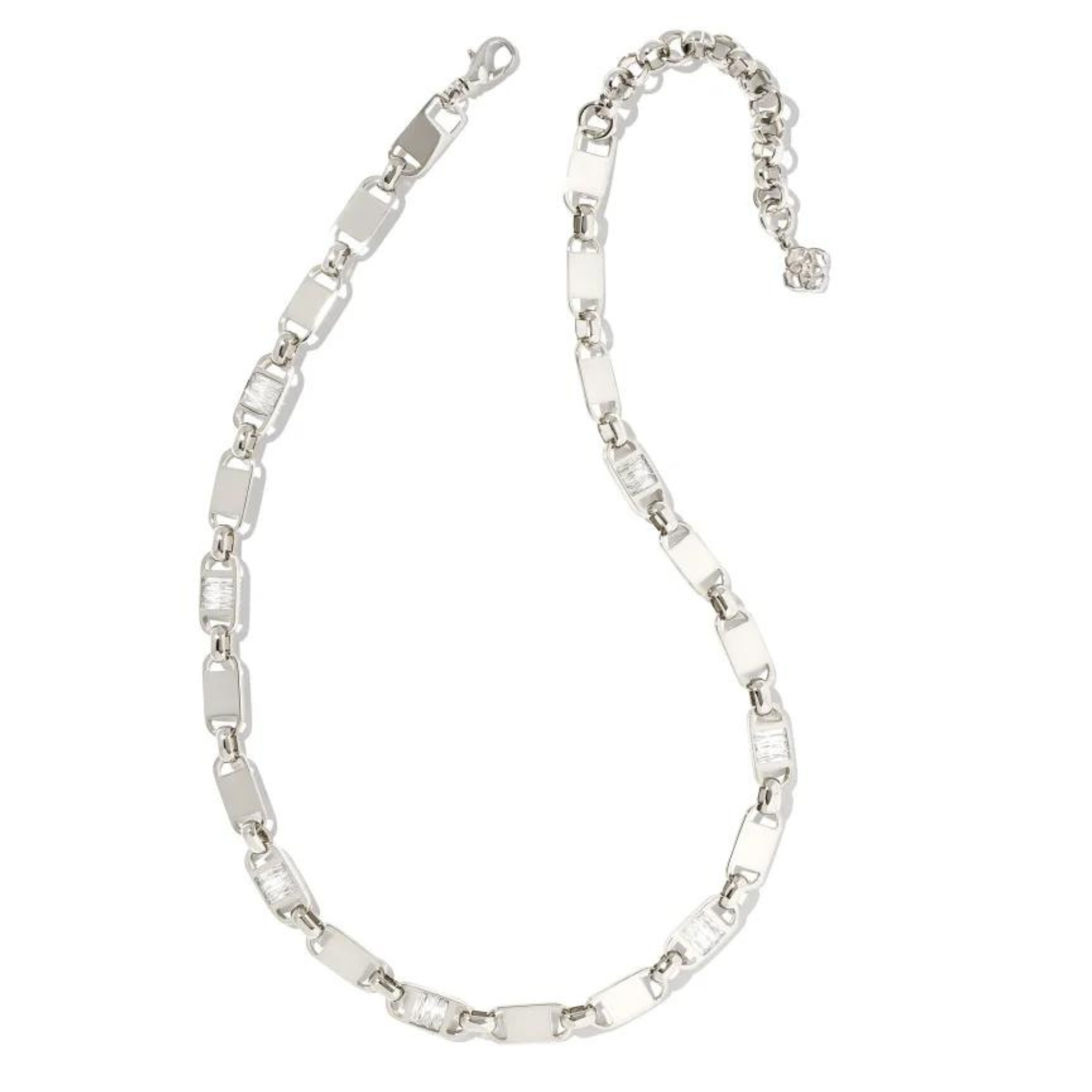 Kendra Scott | Jessie Silver Chain Necklace in White Crystal - Giddy Up Glamour Boutique