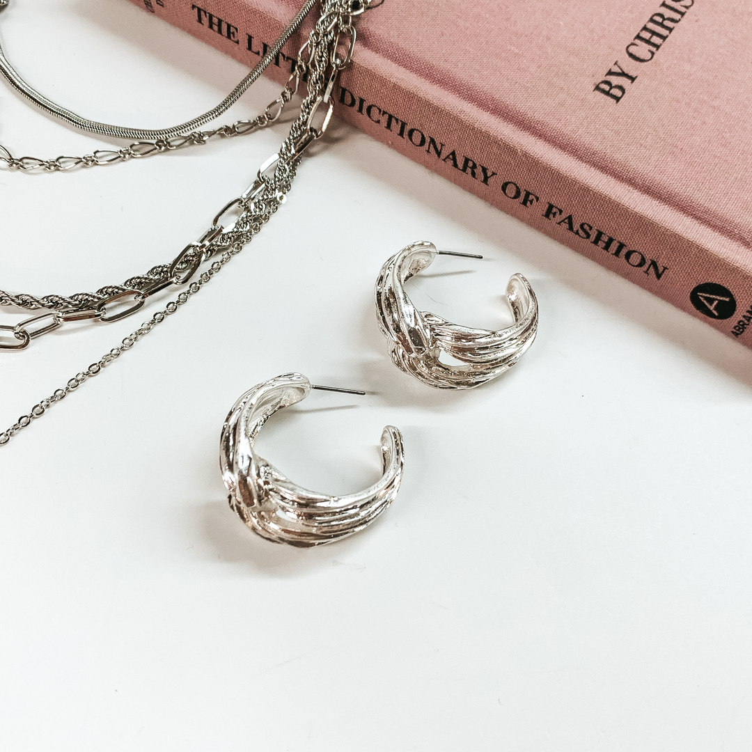 Tying the Knot Hoop Earrings in Silver Tone - Giddy Up Glamour Boutique