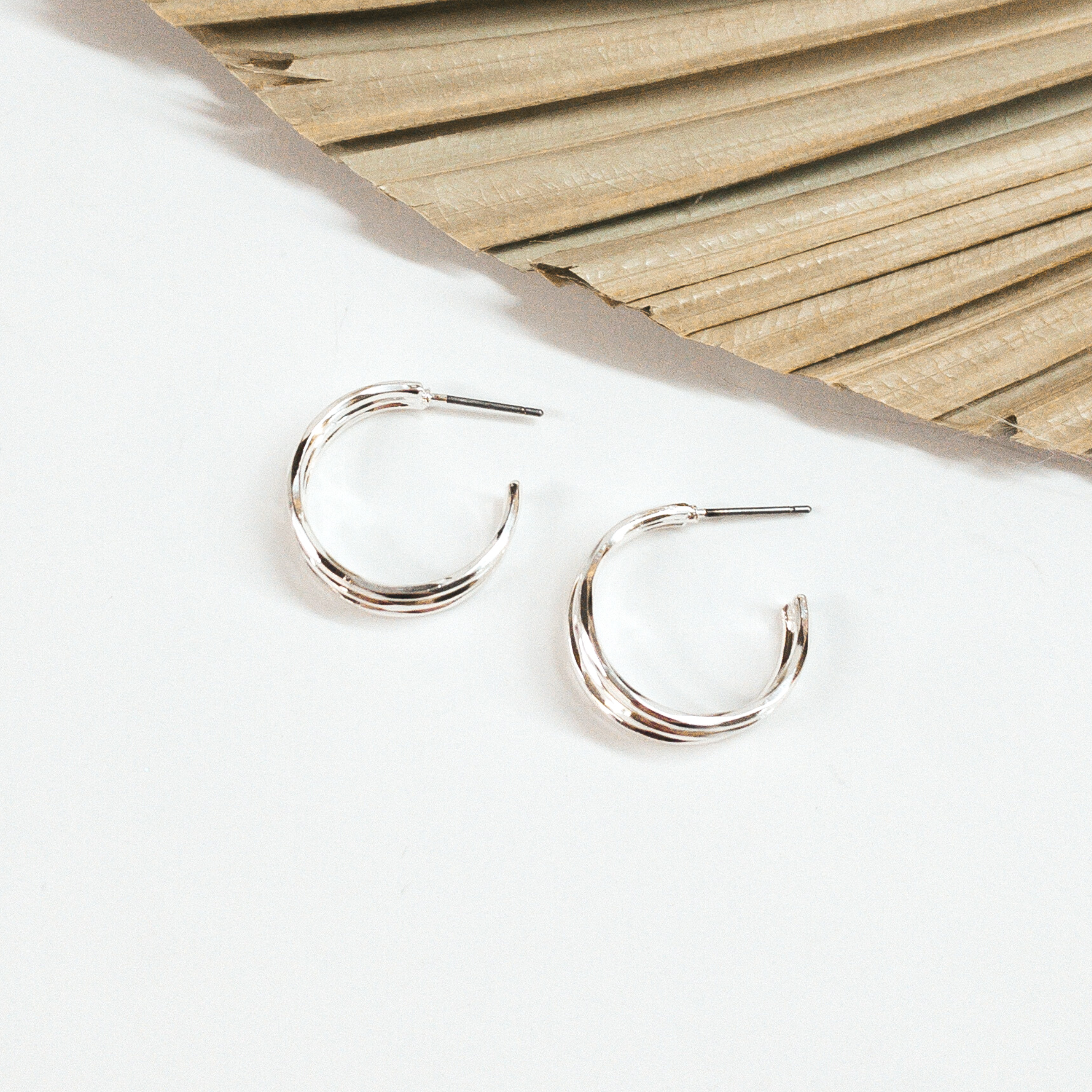 Good Karma Triple Hoop Earrings in Silver Tone - Giddy Up Glamour Boutique