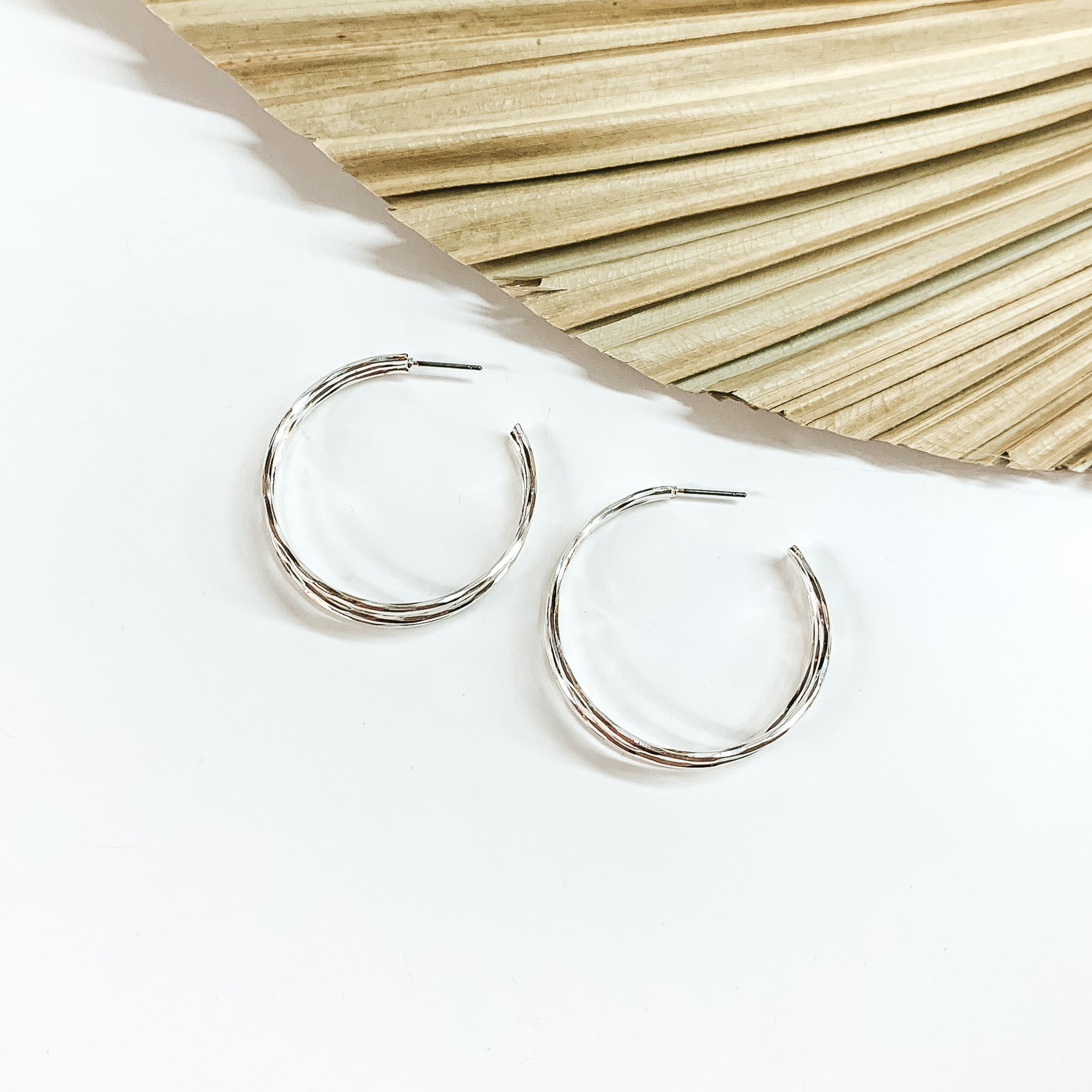 Good Karma Large Triple Hoop Earrings in Silver Tone - Giddy Up Glamour Boutique