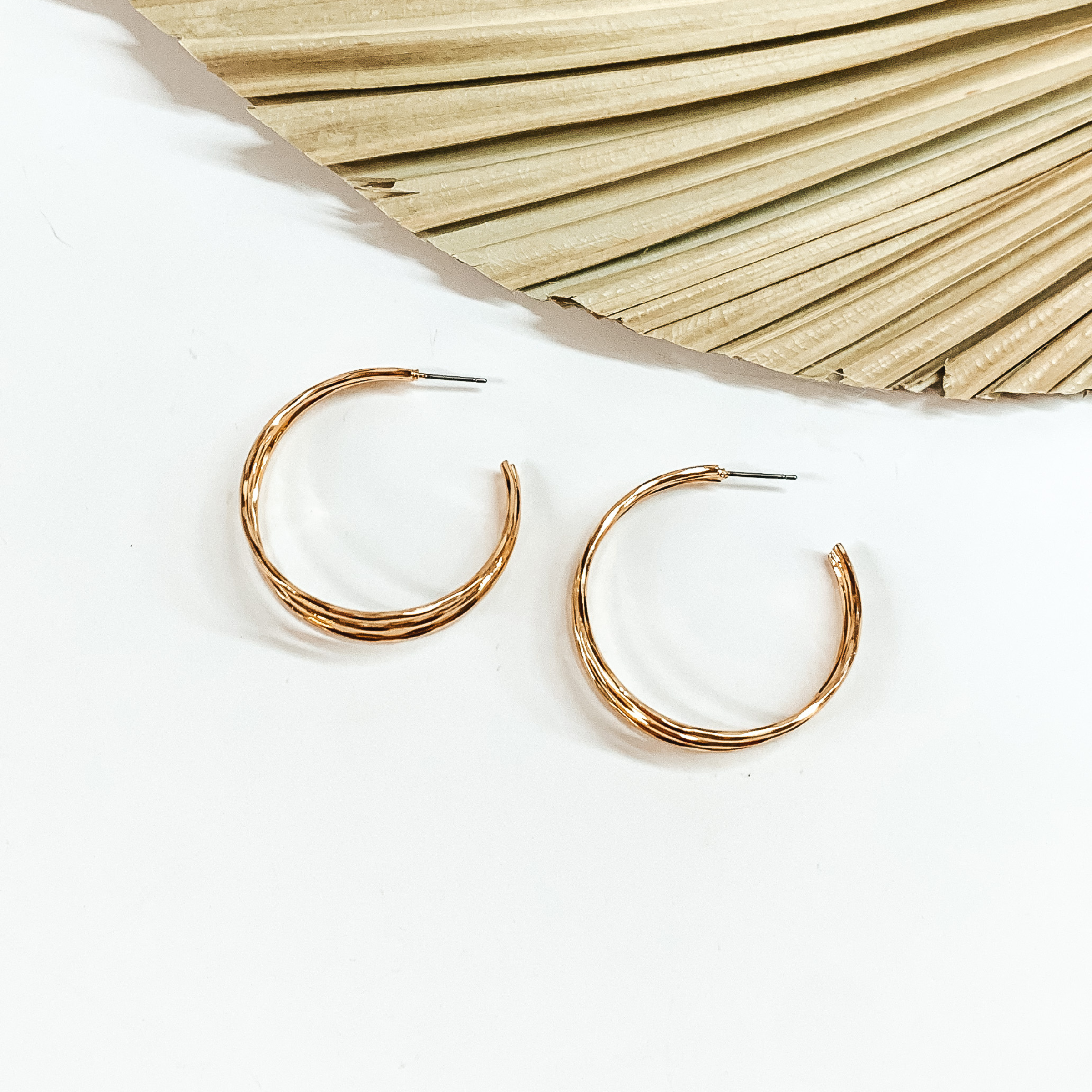 Good Karma Large Triple Hoop Earrings in Gold Tone - Giddy Up Glamour Boutique