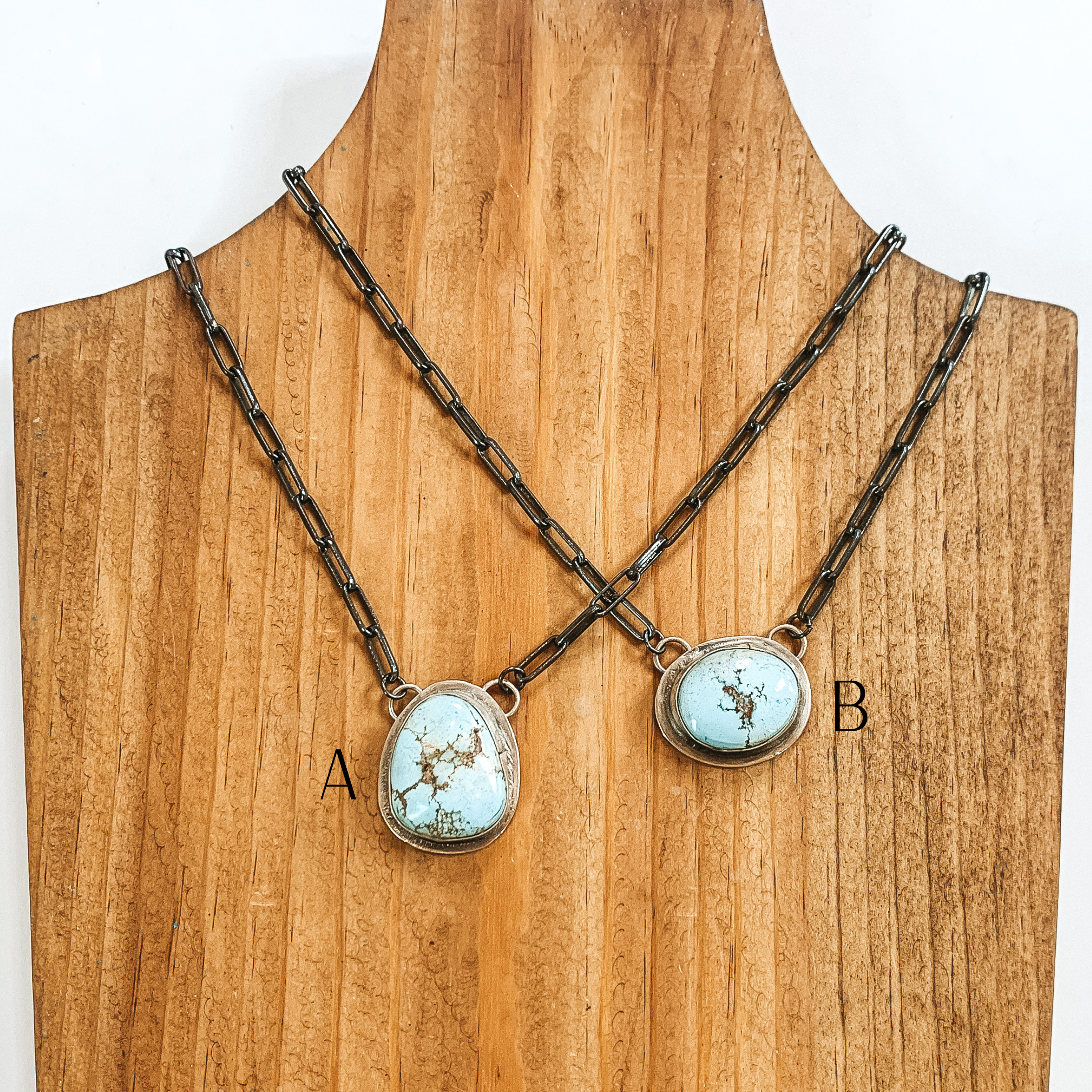 Tony Yazzie | Navajo Handmade Sterling Silver Chain Necklace with Turquoise Stone Pendant - Giddy Up Glamour Boutique