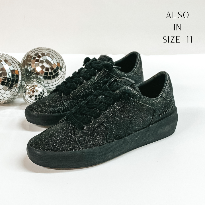 Vintage Havana | Kara Glitter Sneakers in Matte Black - Giddy Up Glamour Boutique