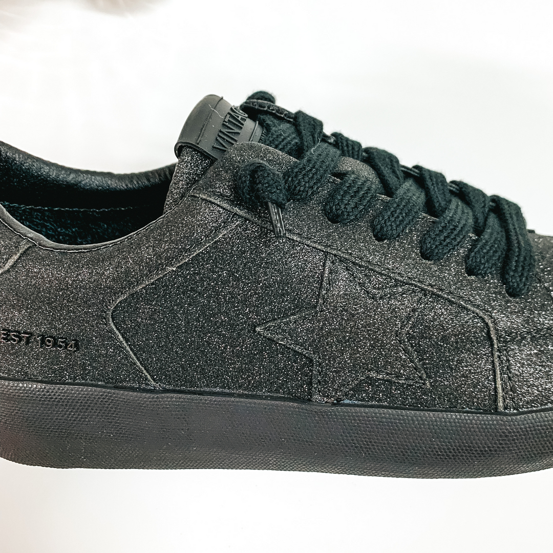 Vintage Havana | Kara Glitter Sneakers in Matte Black - Giddy Up Glamour Boutique