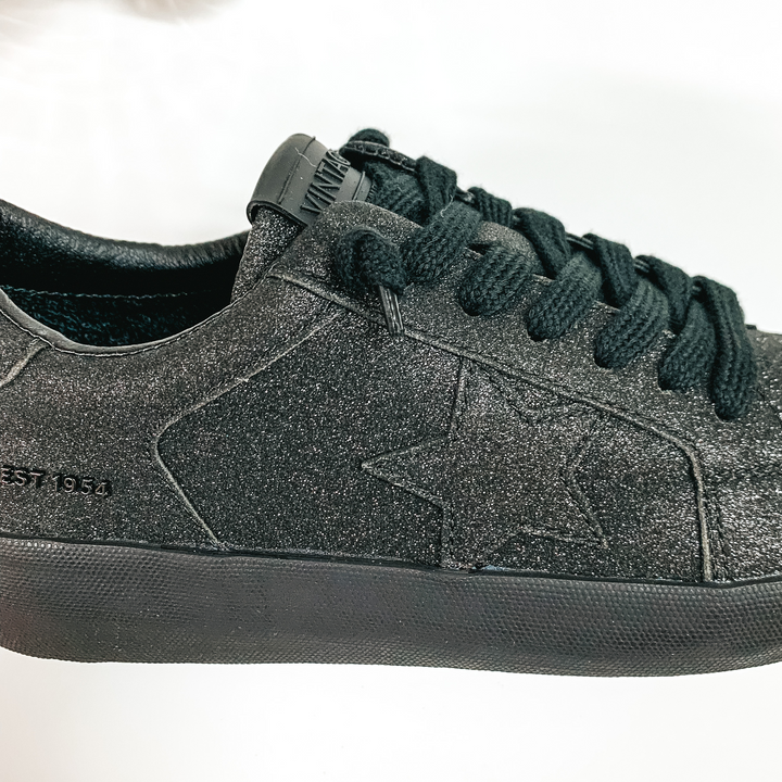Vintage Havana | Kara Glitter Sneakers in Matte Black - Giddy Up Glamour Boutique
