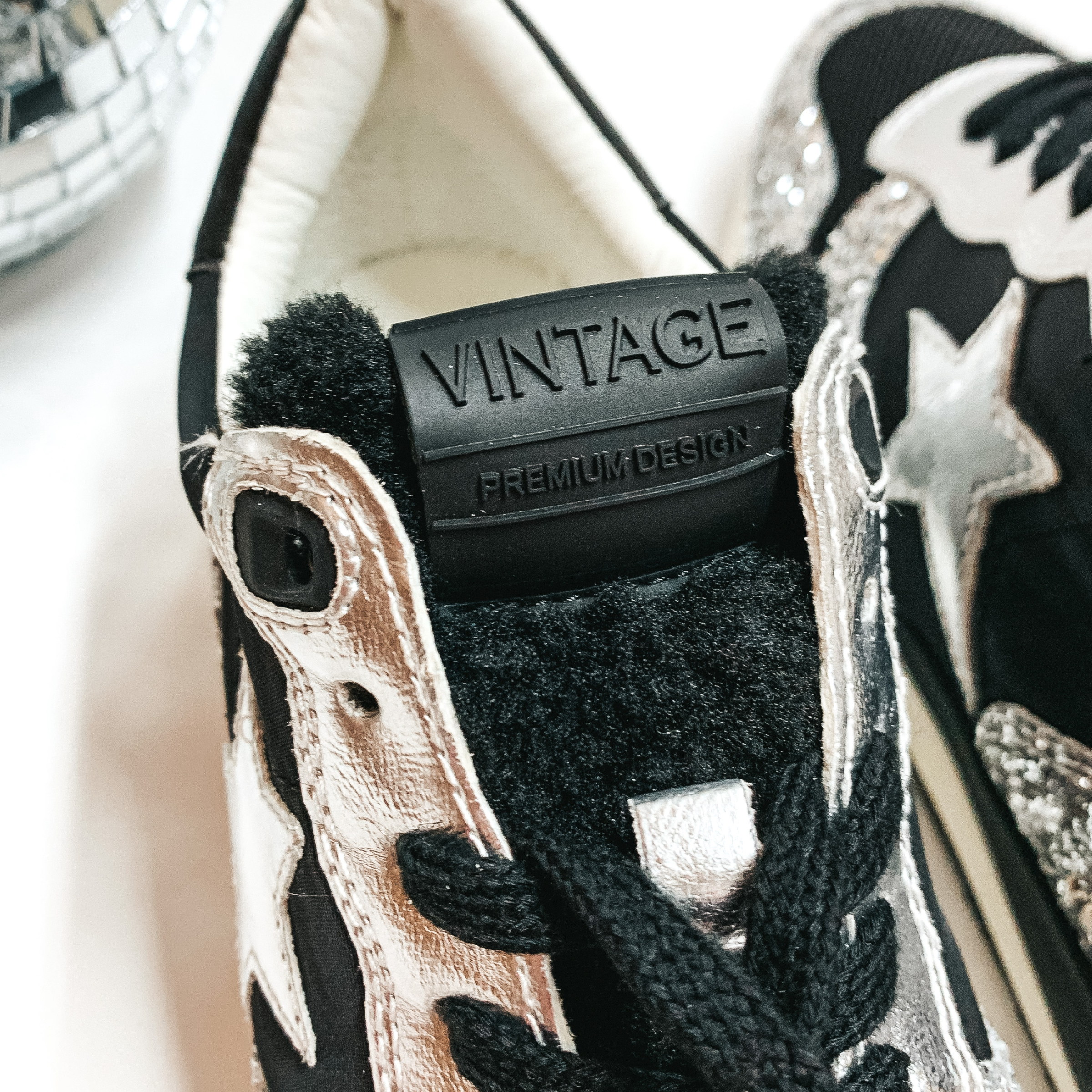Vintage Havana | Rock Running Shoe in Black and Silver Glitter - Giddy Up Glamour Boutique