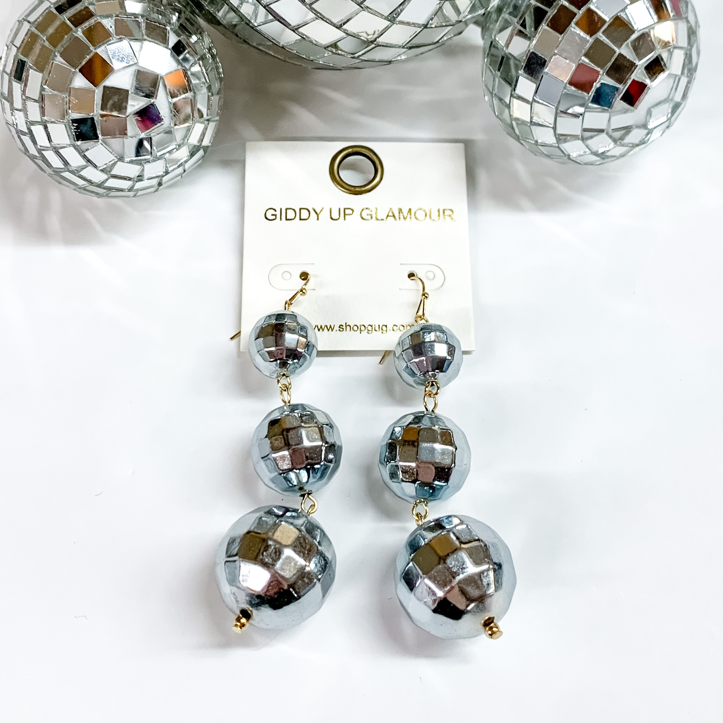 Glitter ball hot sale drop earrings