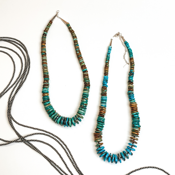 Betty Bitsie | Navajo Handmade Graduated Kingman Turquoise Circle Beaded Stones - Giddy Up Glamour Boutique