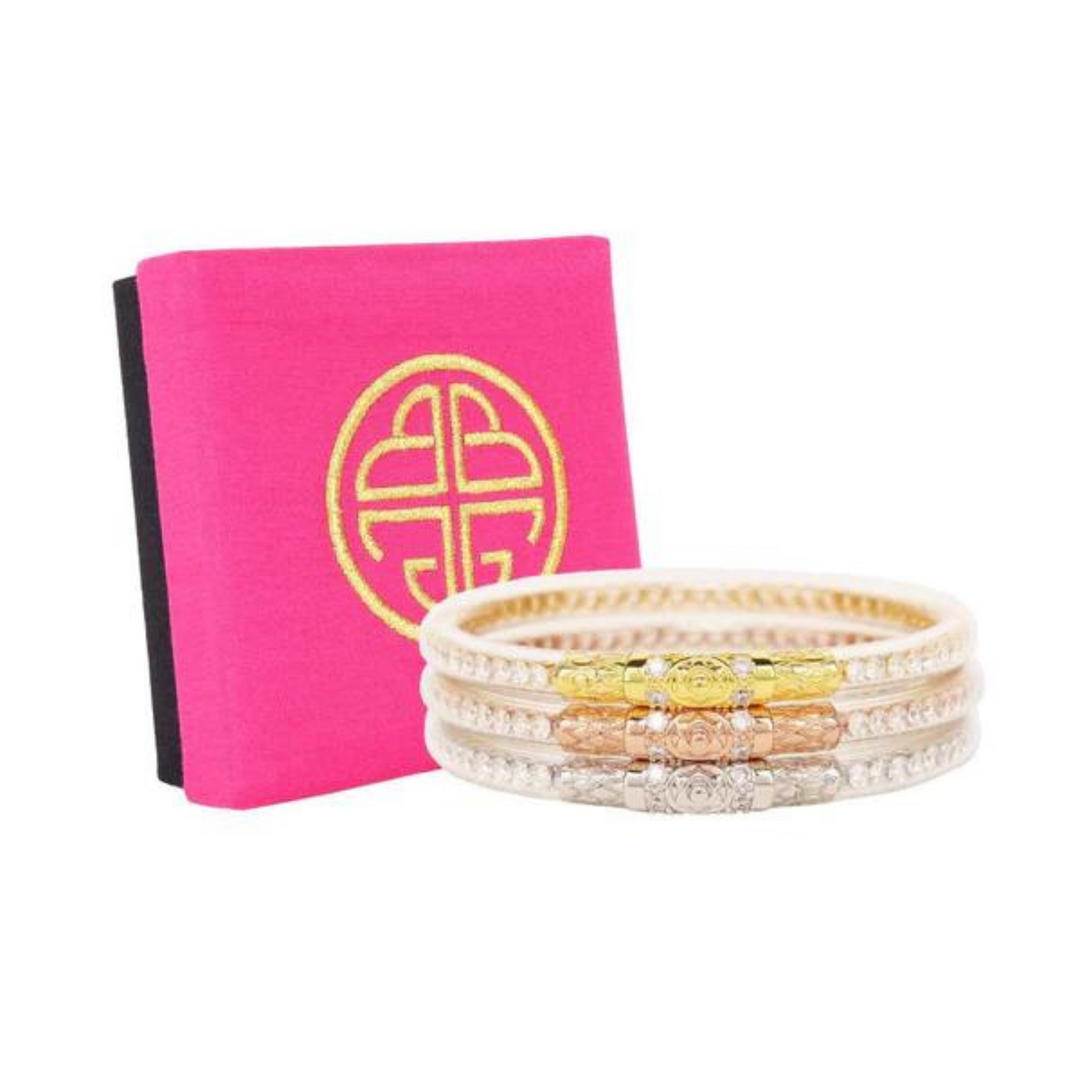 BuDhaGirl | Set of Three | Three Queens All Weather Bangles in Clear Crystal - Giddy Up Glamour Boutique