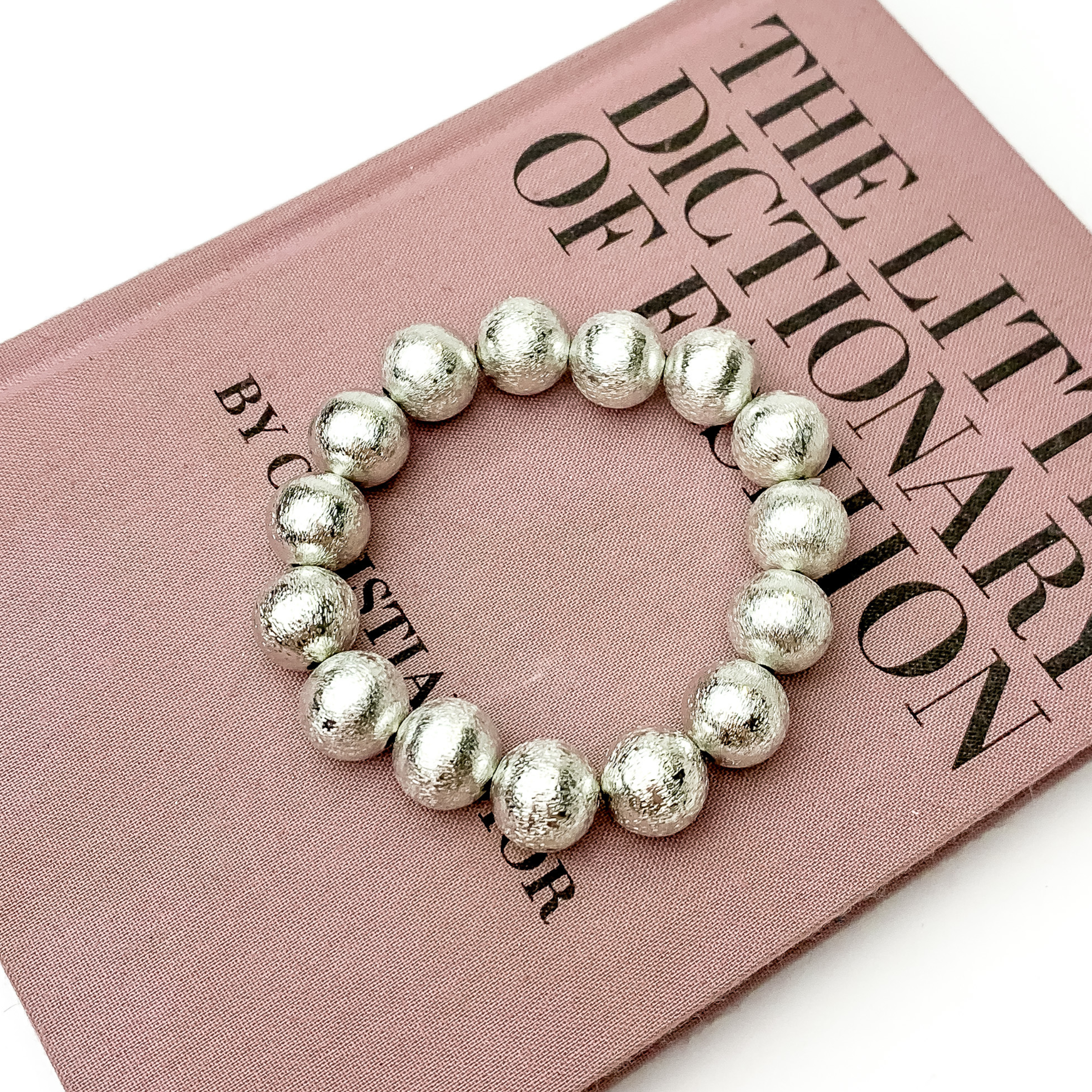 Large Silver Tone Beaded Bracelet - Giddy Up Glamour Boutique