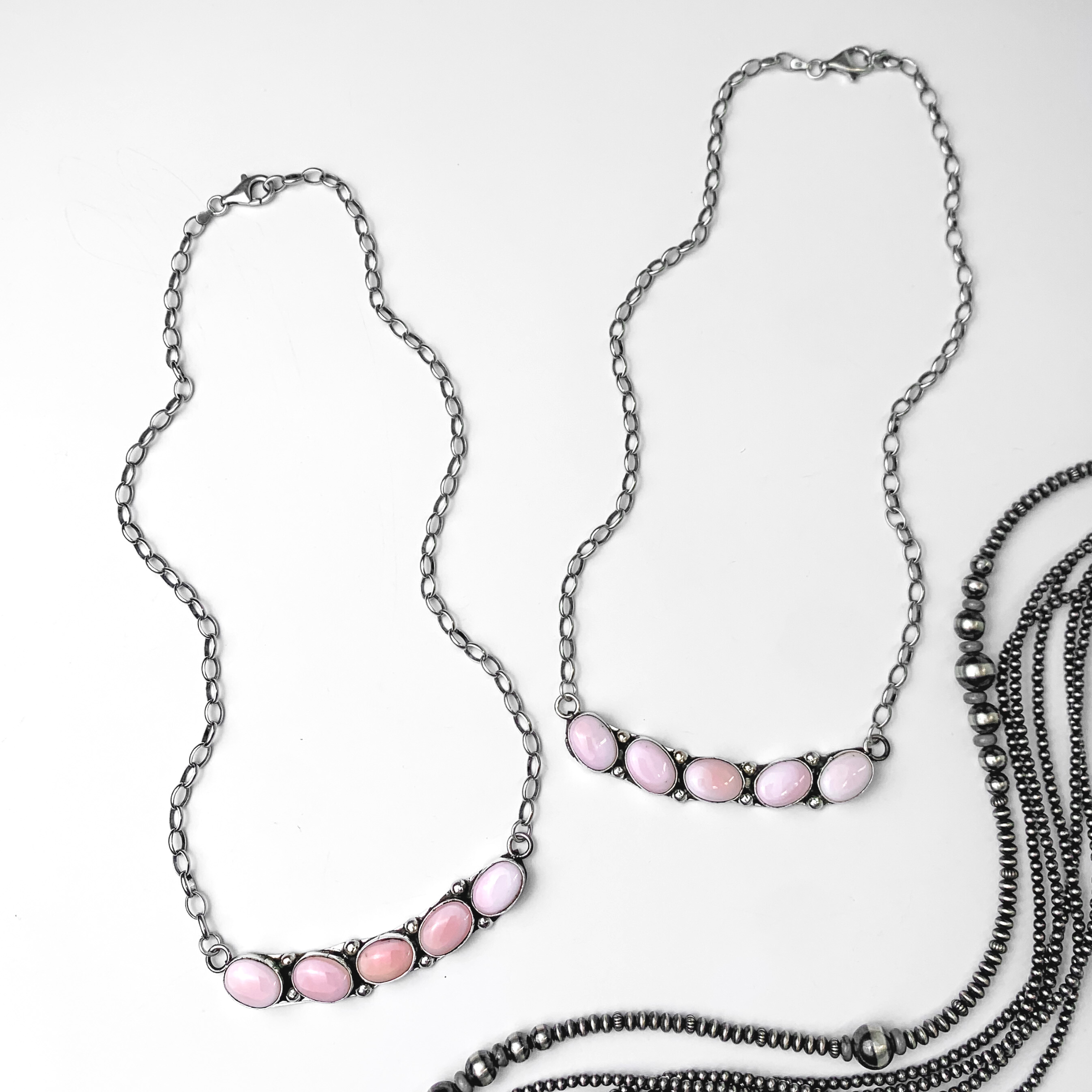 Jude Candeleria | Zuni Handmade Five Stone Pink Conch Freeform Bar Necklace - Giddy Up Glamour Boutique