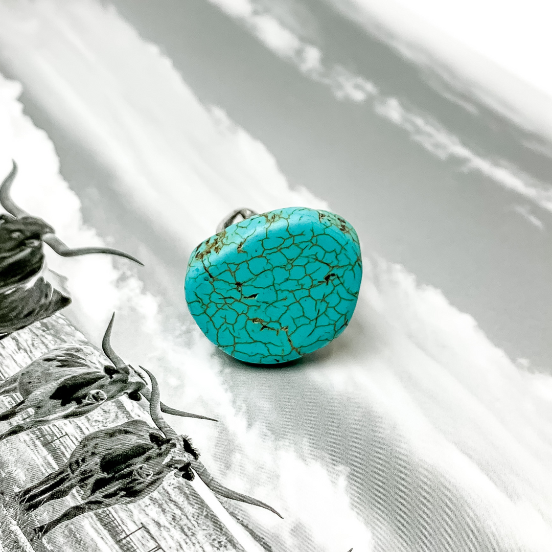 Turquoise Buffalo Slab Ring - Giddy Up Glamour Boutique