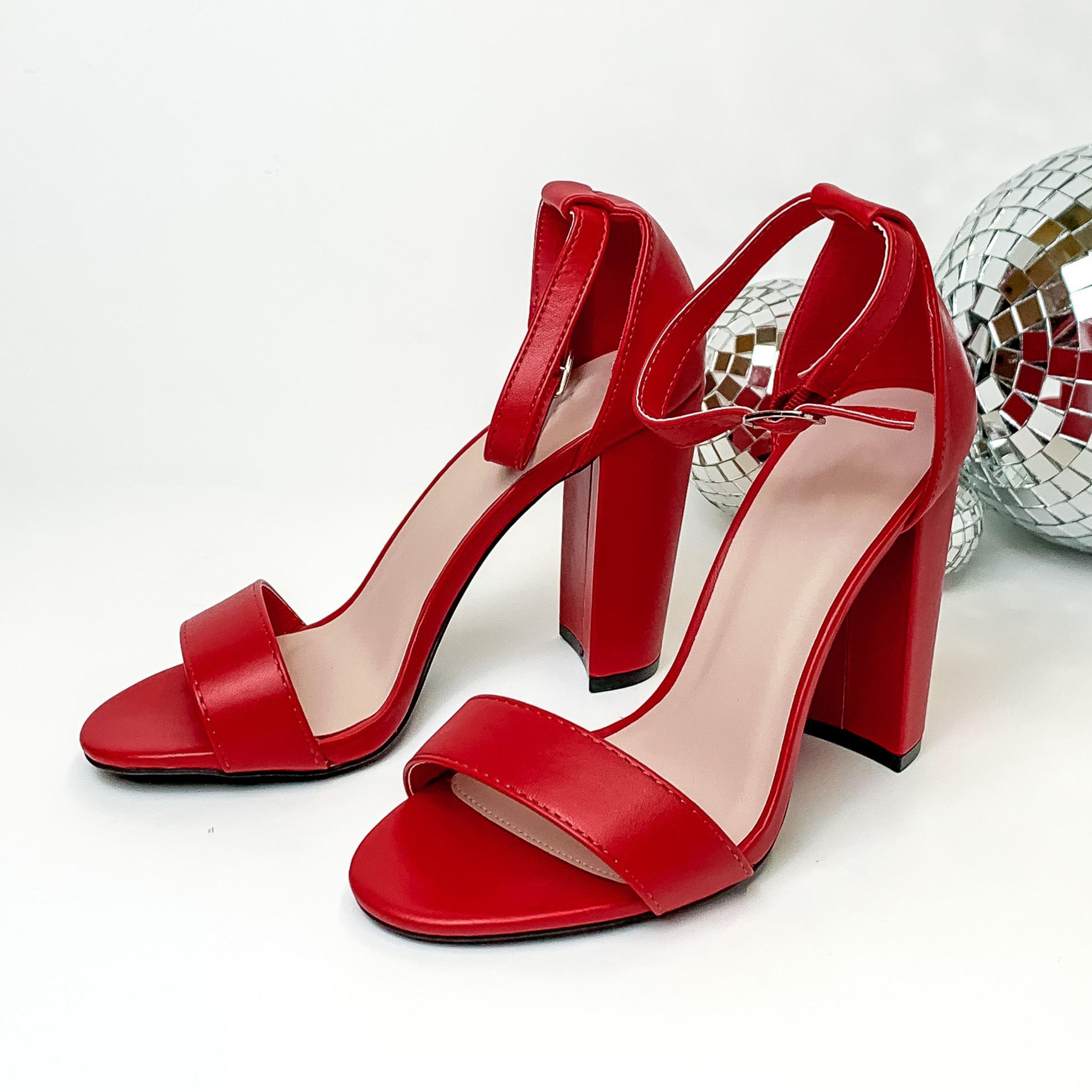 J.Adams Shirley - Women's High Heel Chunky Party Dress Shoes Ankle Strap  Wedding Heeled Sandals - Red Suede - 8.5 - Walmart.com