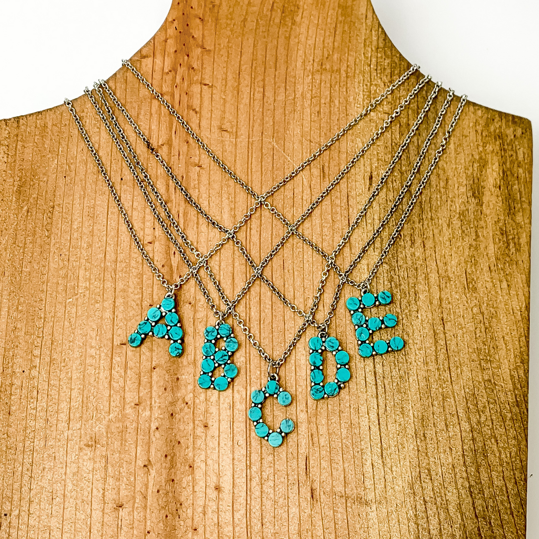 Mini Turquoise Initial Necklaces - Giddy Up Glamour Boutique