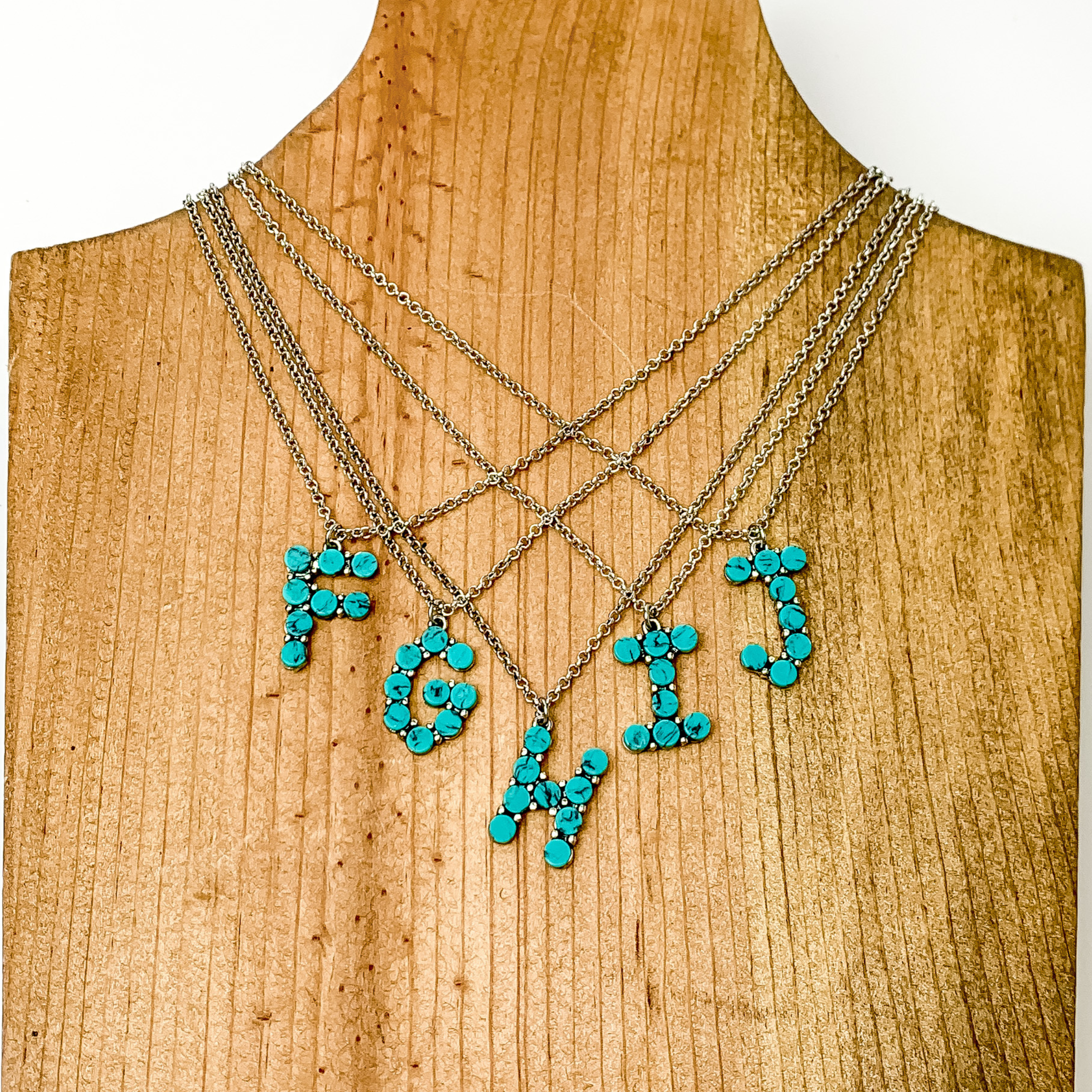 Mini Turquoise Initial Necklaces - Giddy Up Glamour Boutique