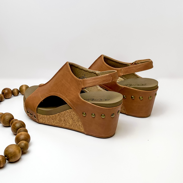 Corky's | Carley Wedge Sandals with Velcro Straps in Cognac