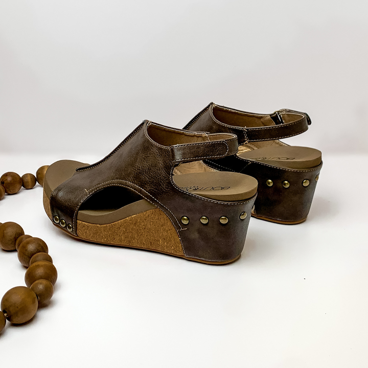 Corky's | Carley Wedge Sandals with Velcro Straps in Chocolate Brown - Giddy Up Glamour Boutique